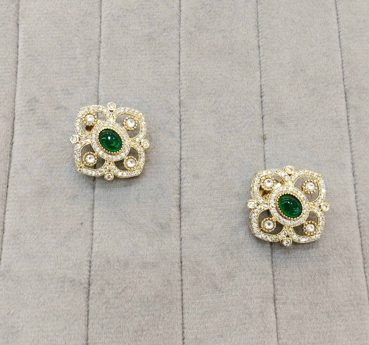 Green Moissanite Kundan Bollywood Indian Dhillon Earrings