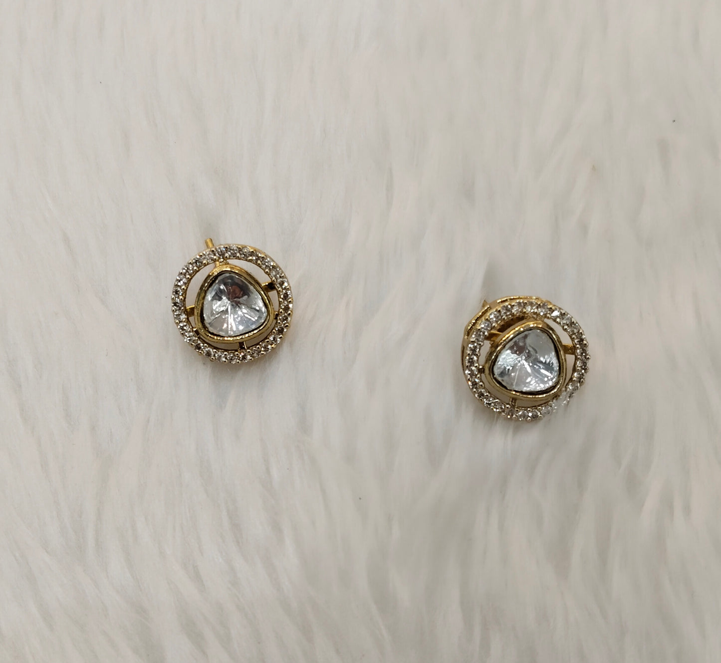 Gold Moissanite Kundan Bollywood Indian Dhillon Earrings