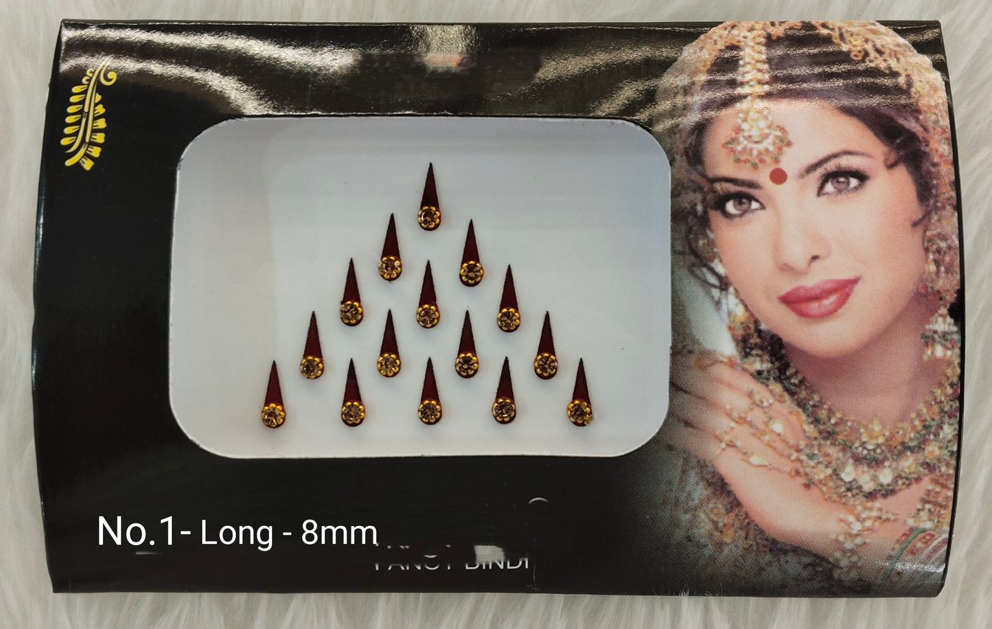 Indian Long Bindis Tattoo Sticker Gold Bollywood Card