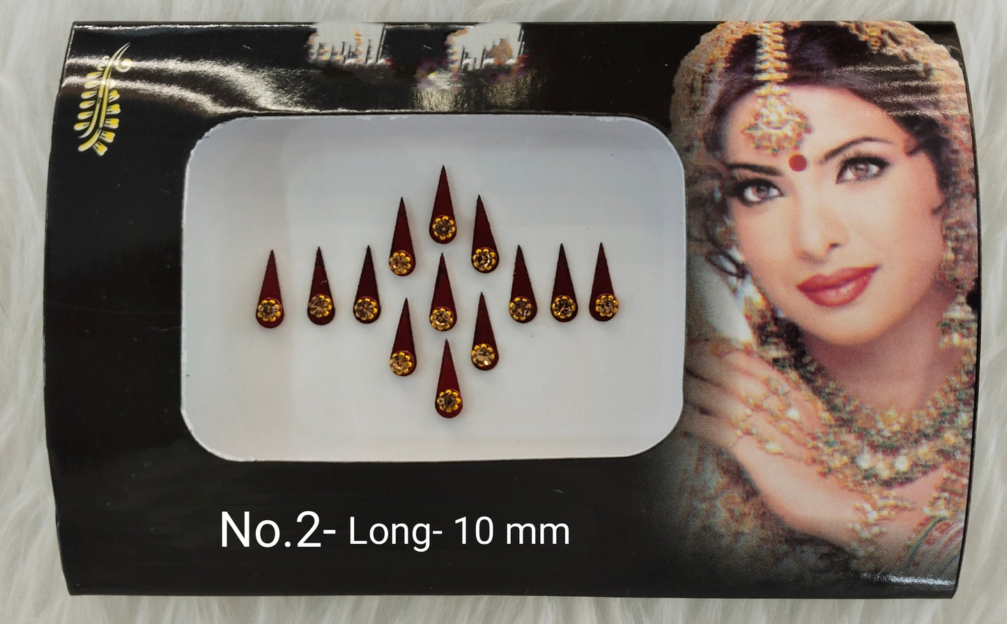 Indian Long Bindis Tattoo Sticker Gold Bollywood Card