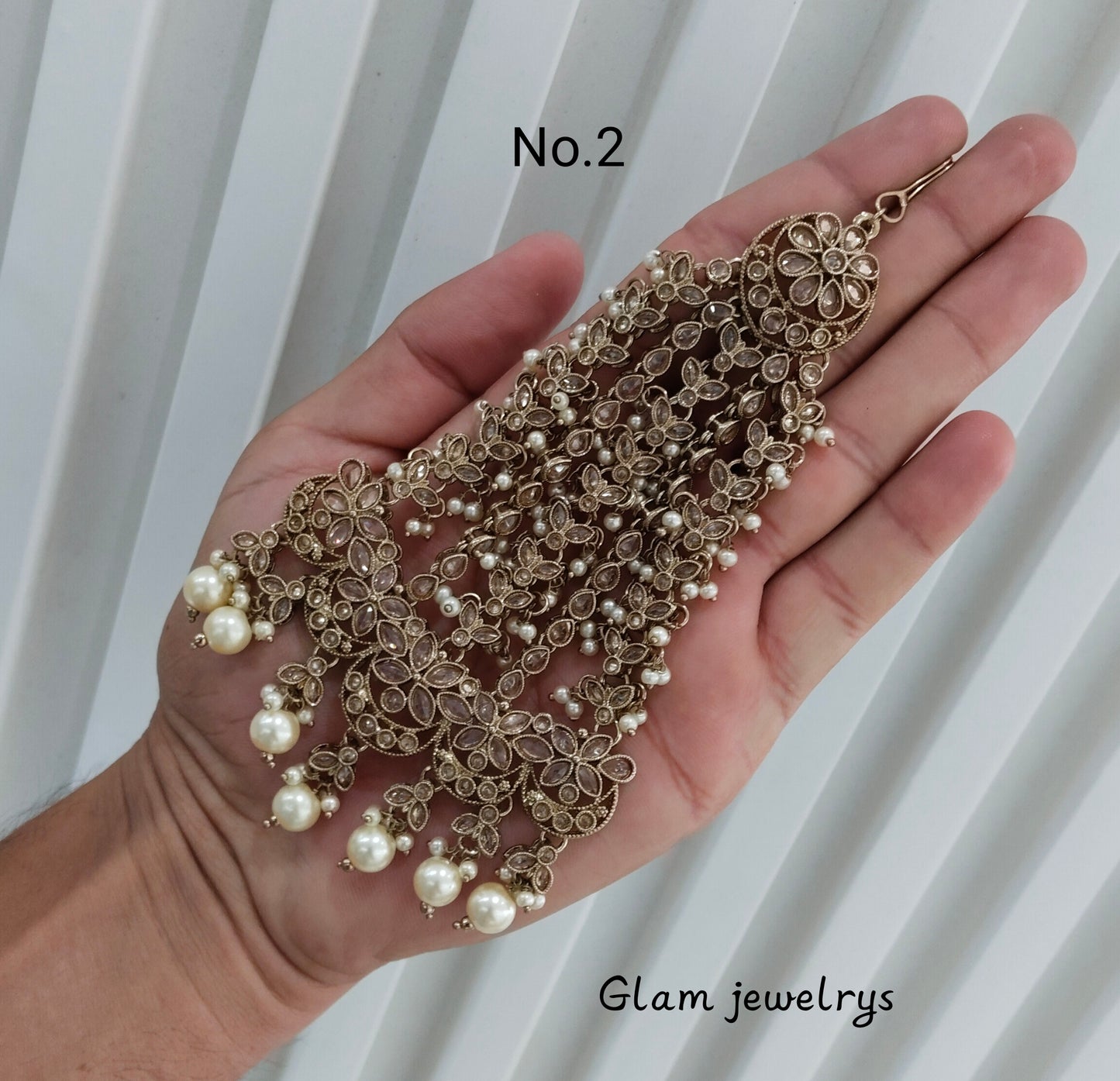 Antique Gold Jhumar Headpassa Pakistani side Headpiece