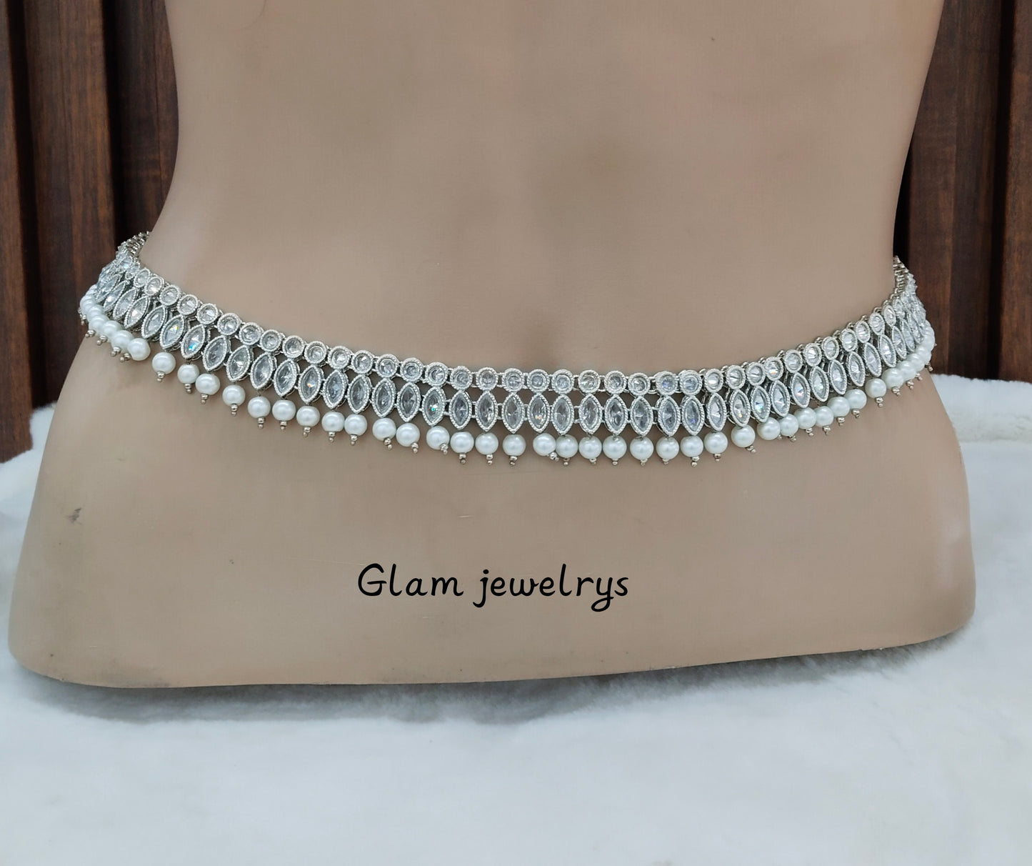 Silver White Indian Belly Chain kamarbelt Saree Chain