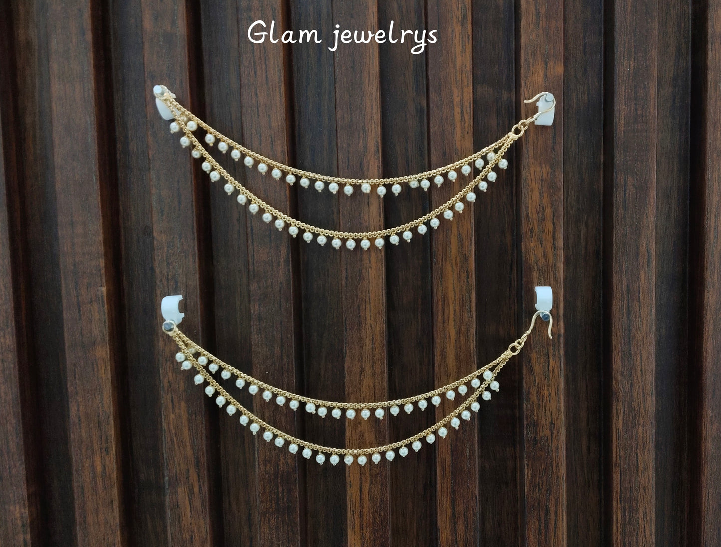 White Gold polki Indian sahare earchains