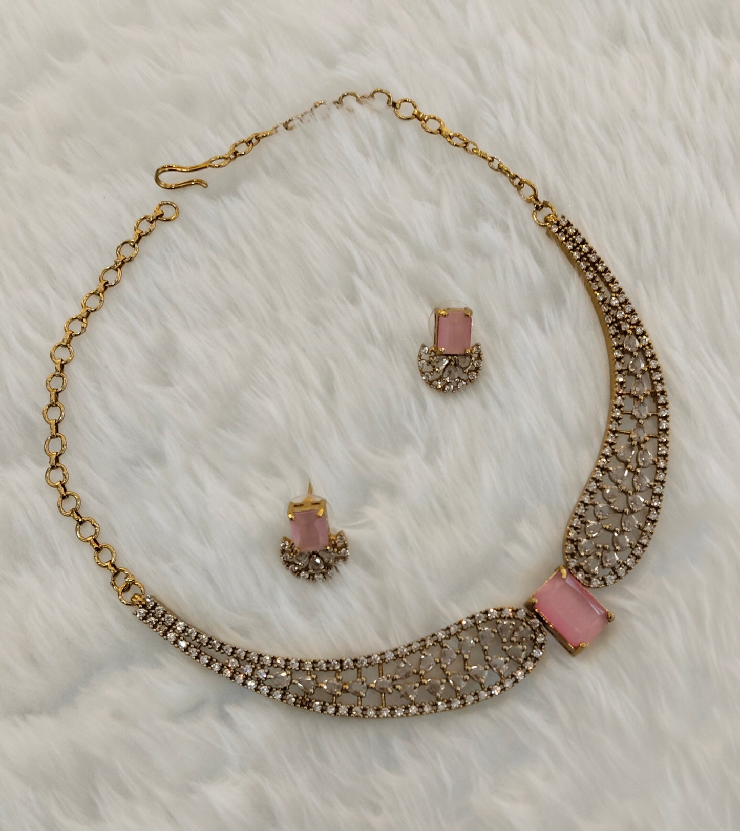 Pink CZ Necklace indian Jewellery Armada Set