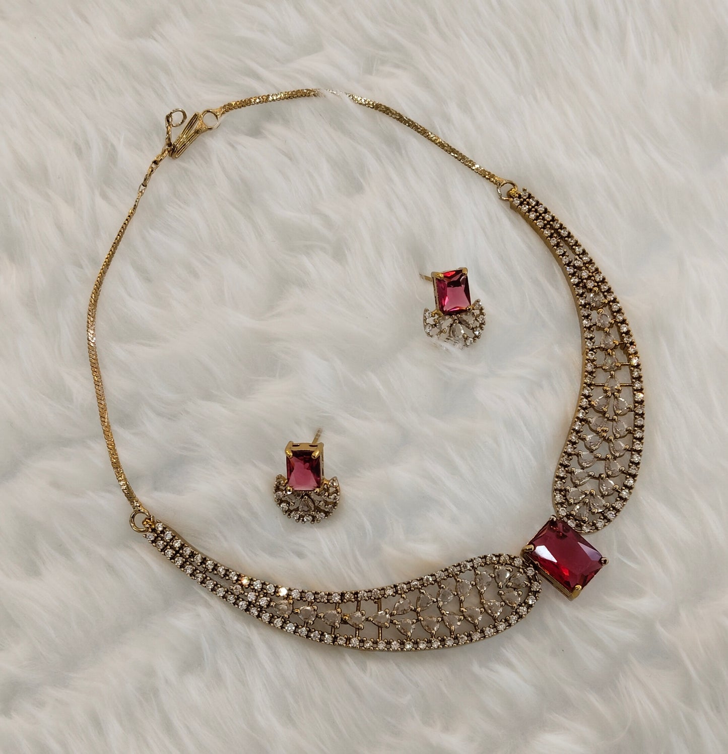 Ruby CZ Necklace indian Jewellery Armada Set