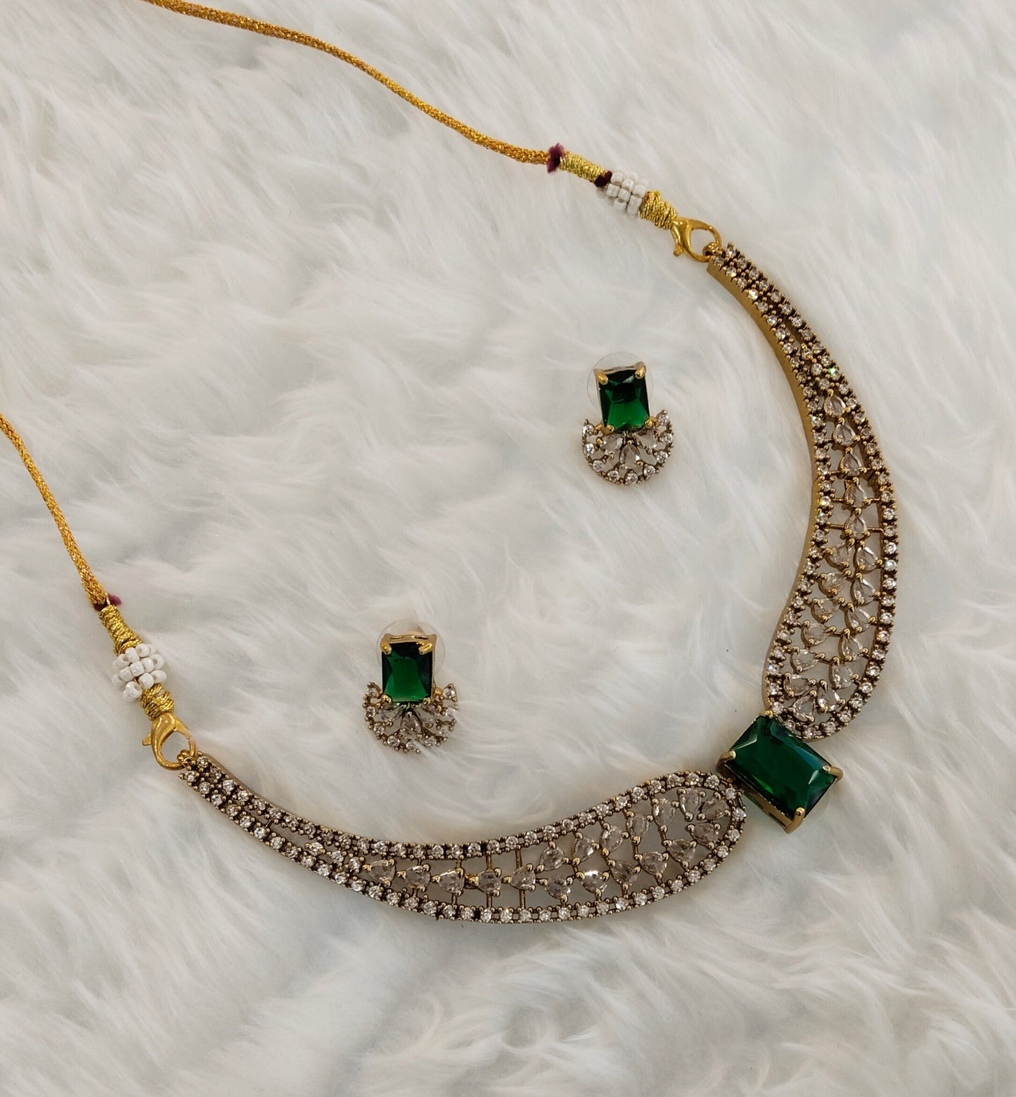 Green CZ Necklace indian Jewellery Armada Set