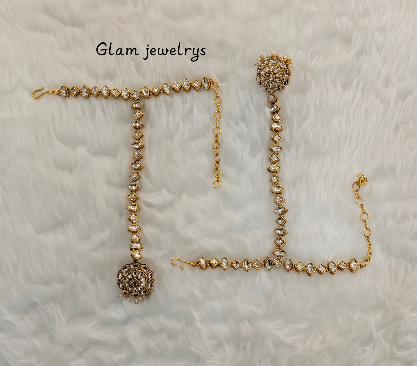 Indian Hand Bracelets Gold Bridal pair Finger ring Panja Jewellery