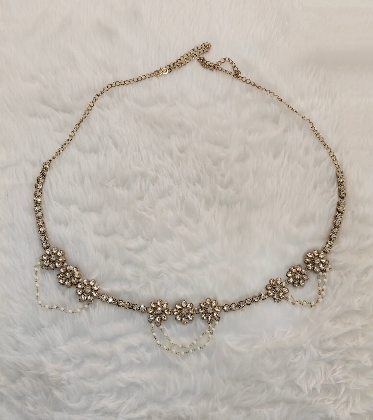 Antique Gold Crystal Stone Belly Chain Indian kamarbelt Saree Chain