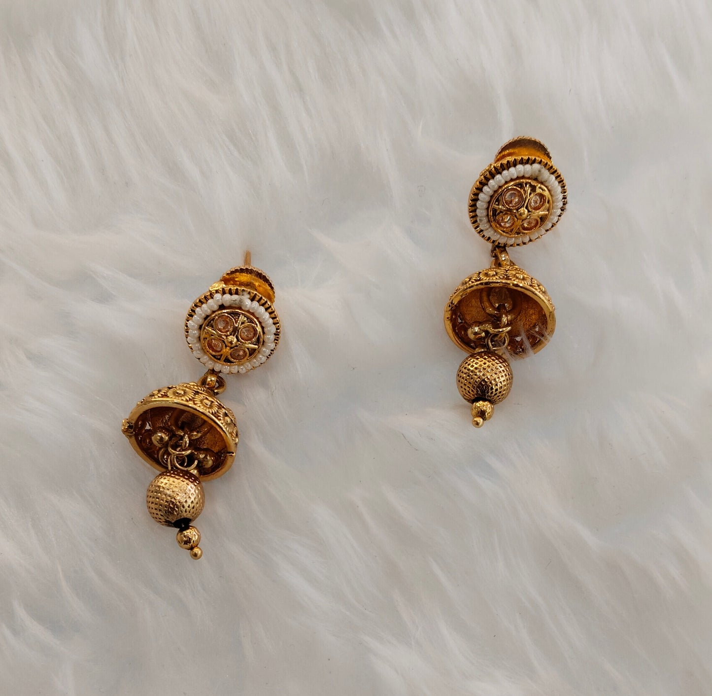 Gold Polki Jhumki Indian Bollywood Earrings