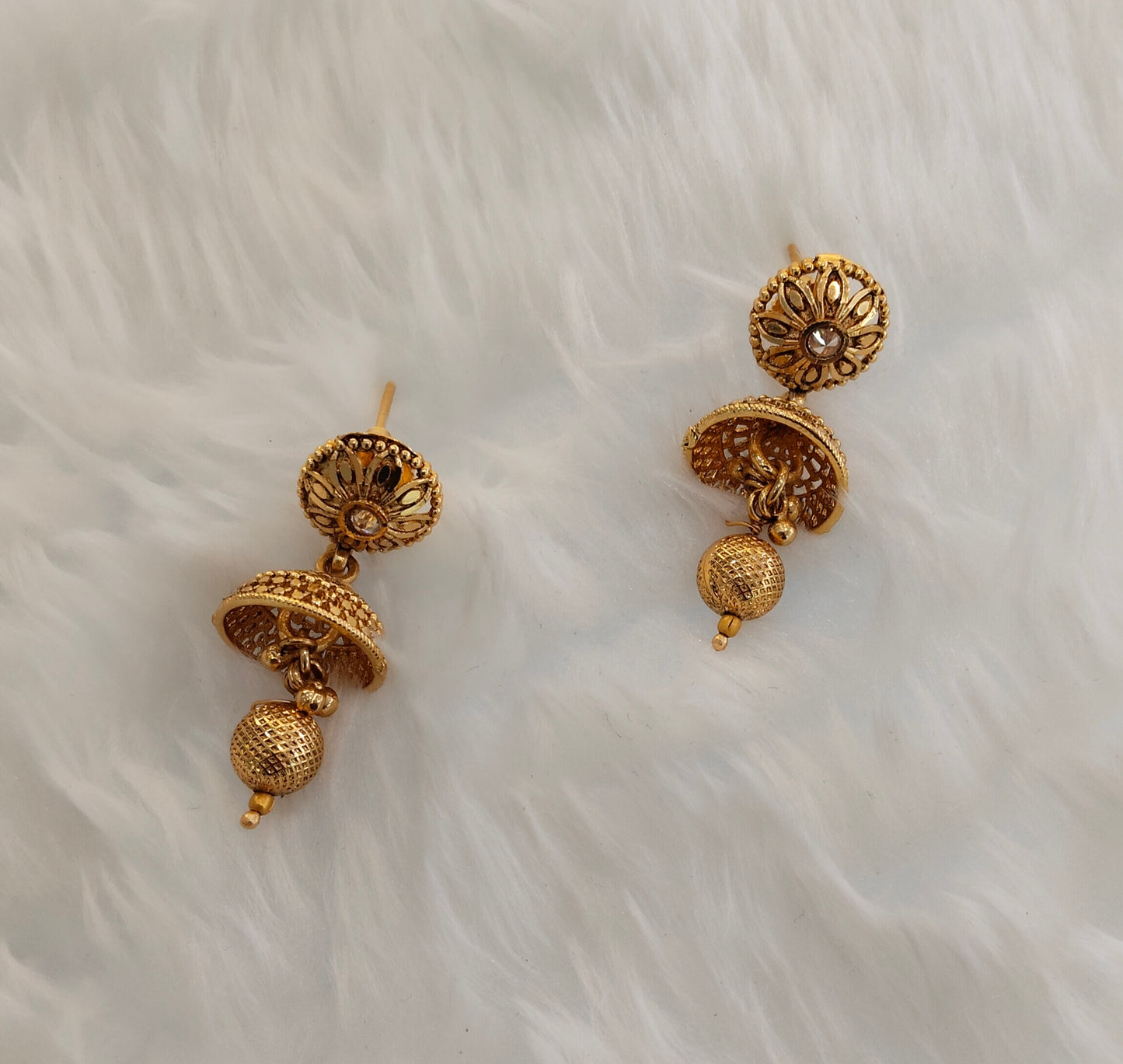 Gold Polki Jhumki Indian Bollywood Earrings