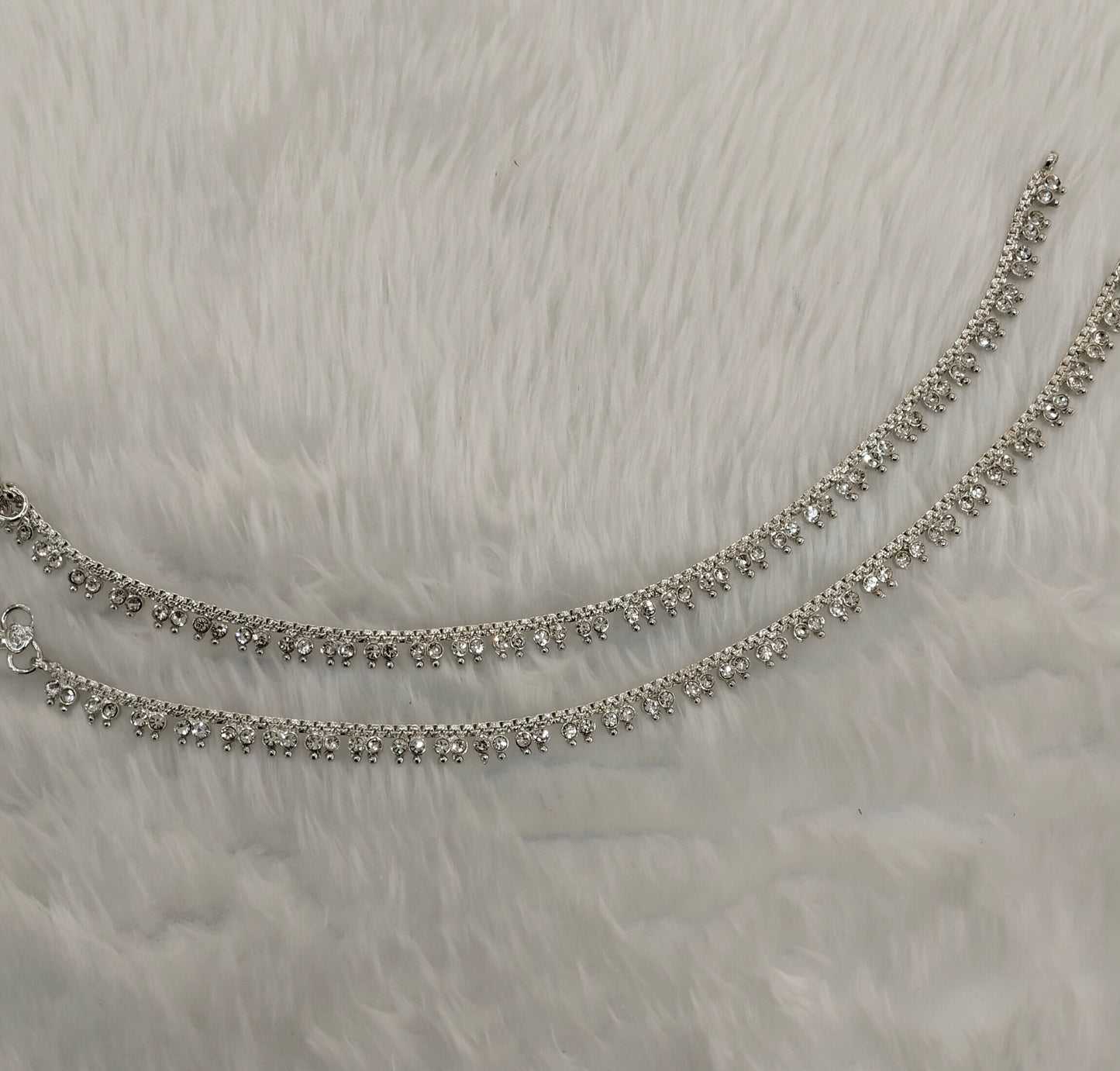 Silver White Anklets Jhanjar Payal Indian Jewellery Prince Set