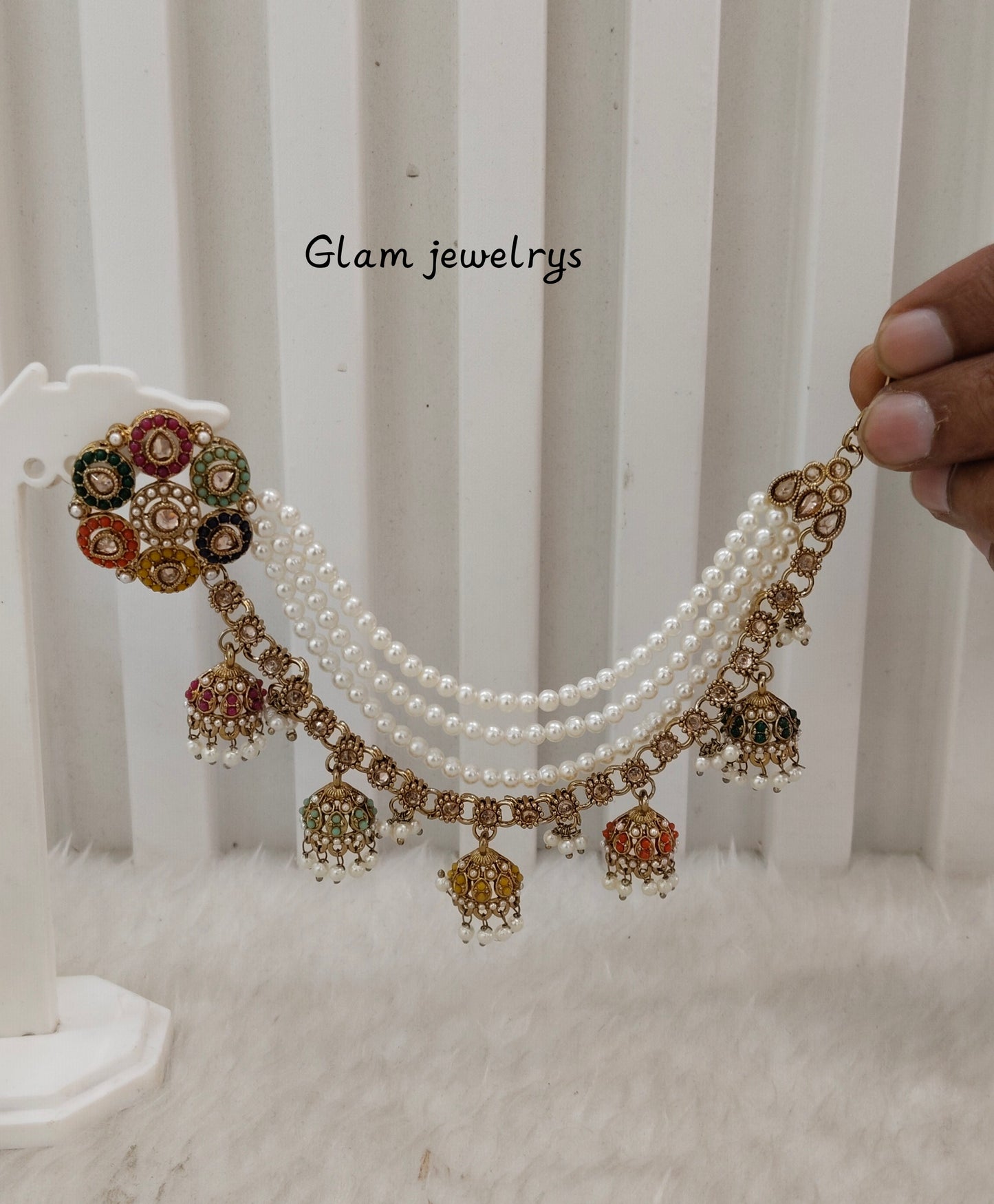 Multi Color Antique Gold Bahuballi Style Indian Bollywood Earrings
