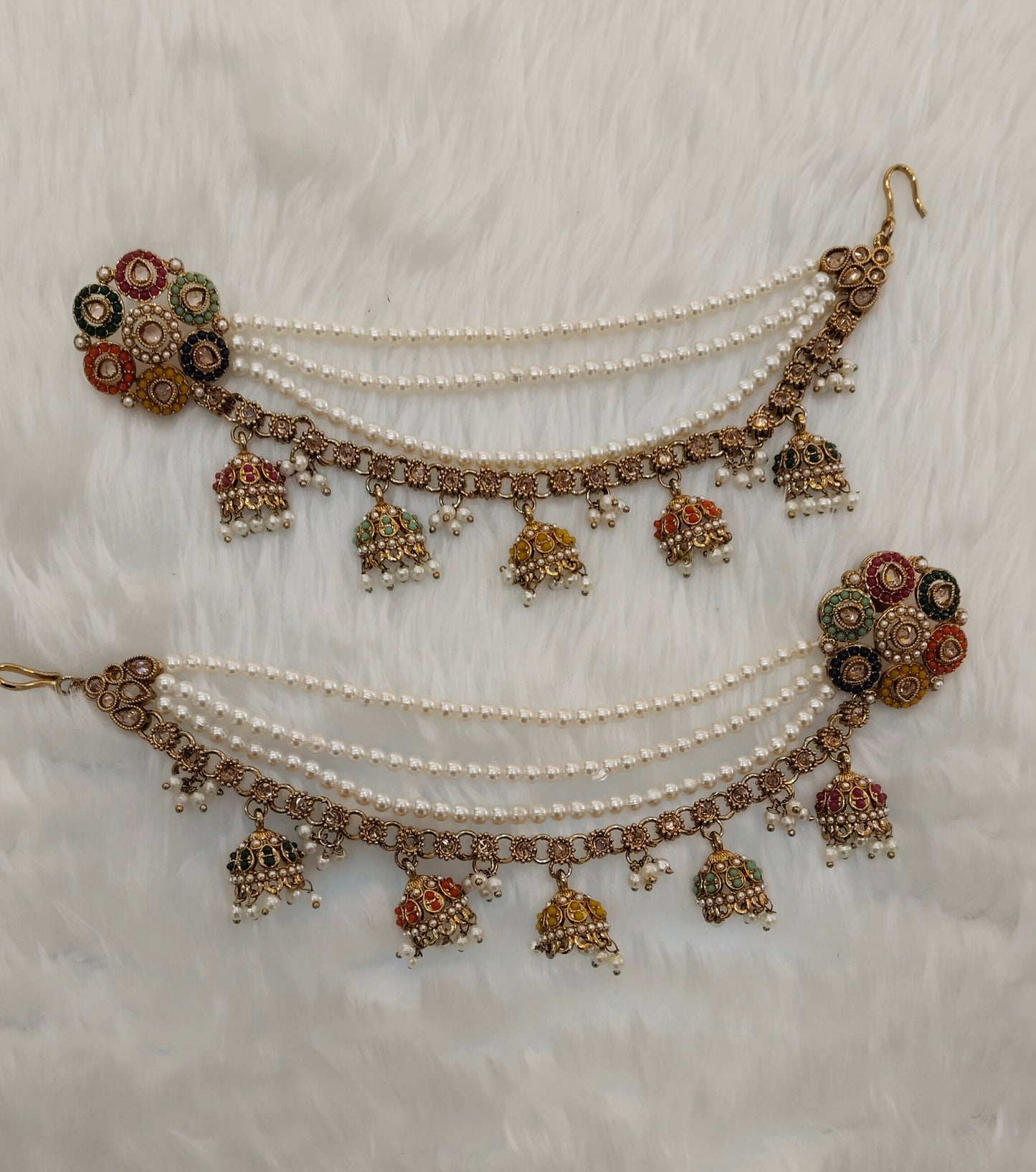 Multi Color Antique Gold Bahuballi Style Indian Bollywood Earrings