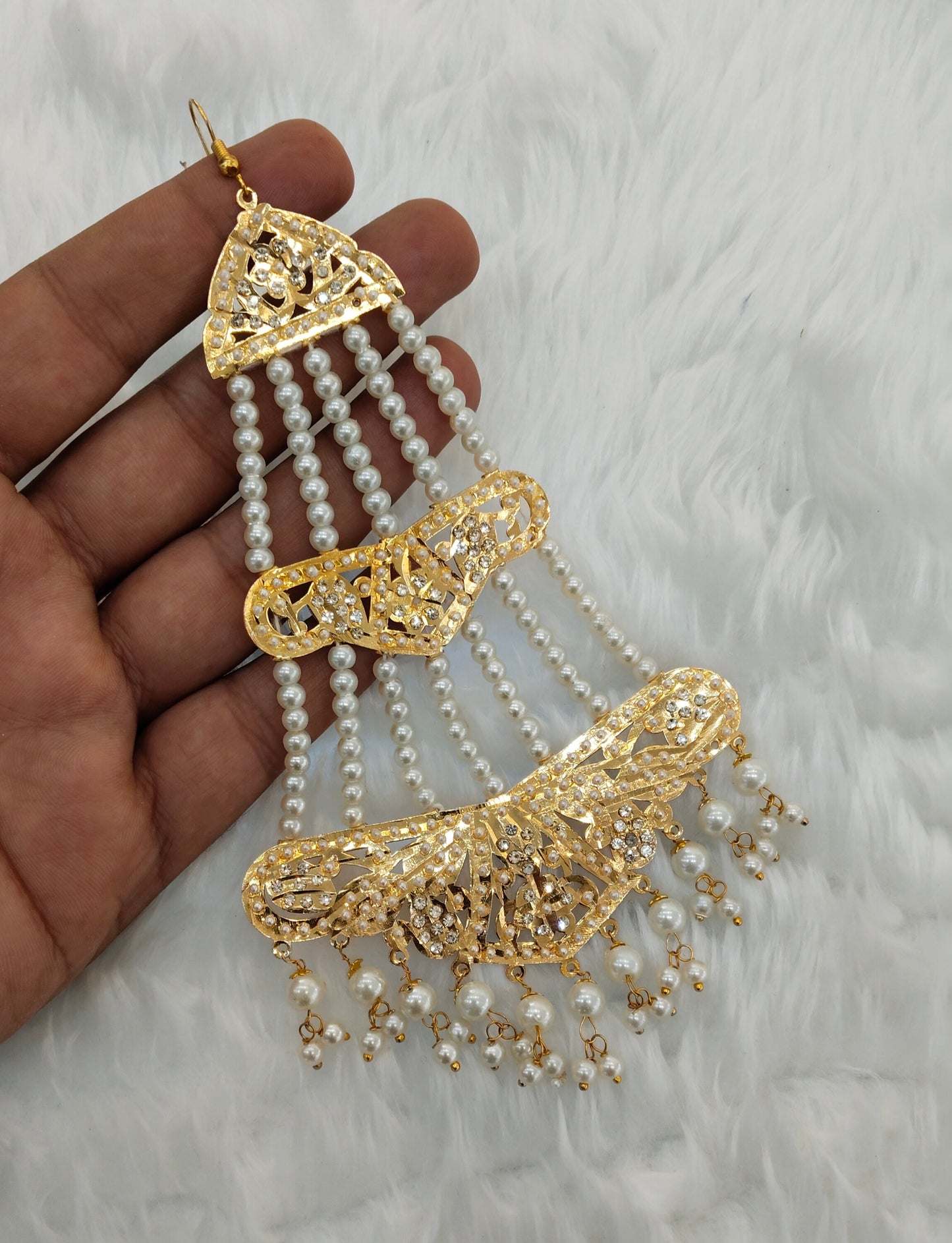 White Jadau Pakistani Jhumar Indian Jewellery Fine Set