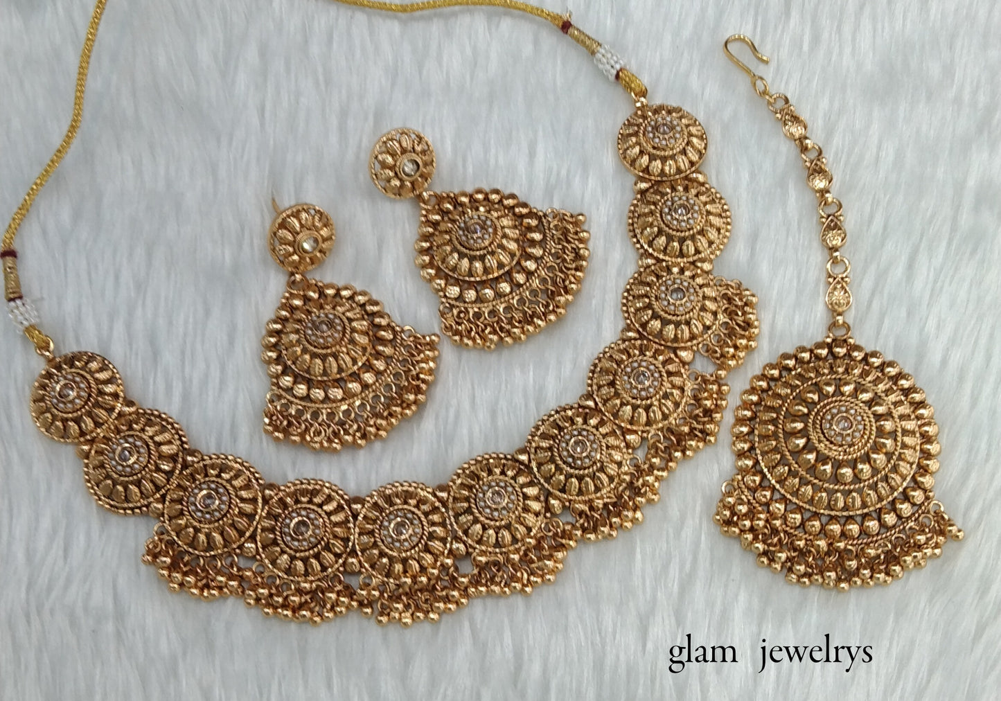 Gold polki Necklace set/ Gold Necklace Kiran set