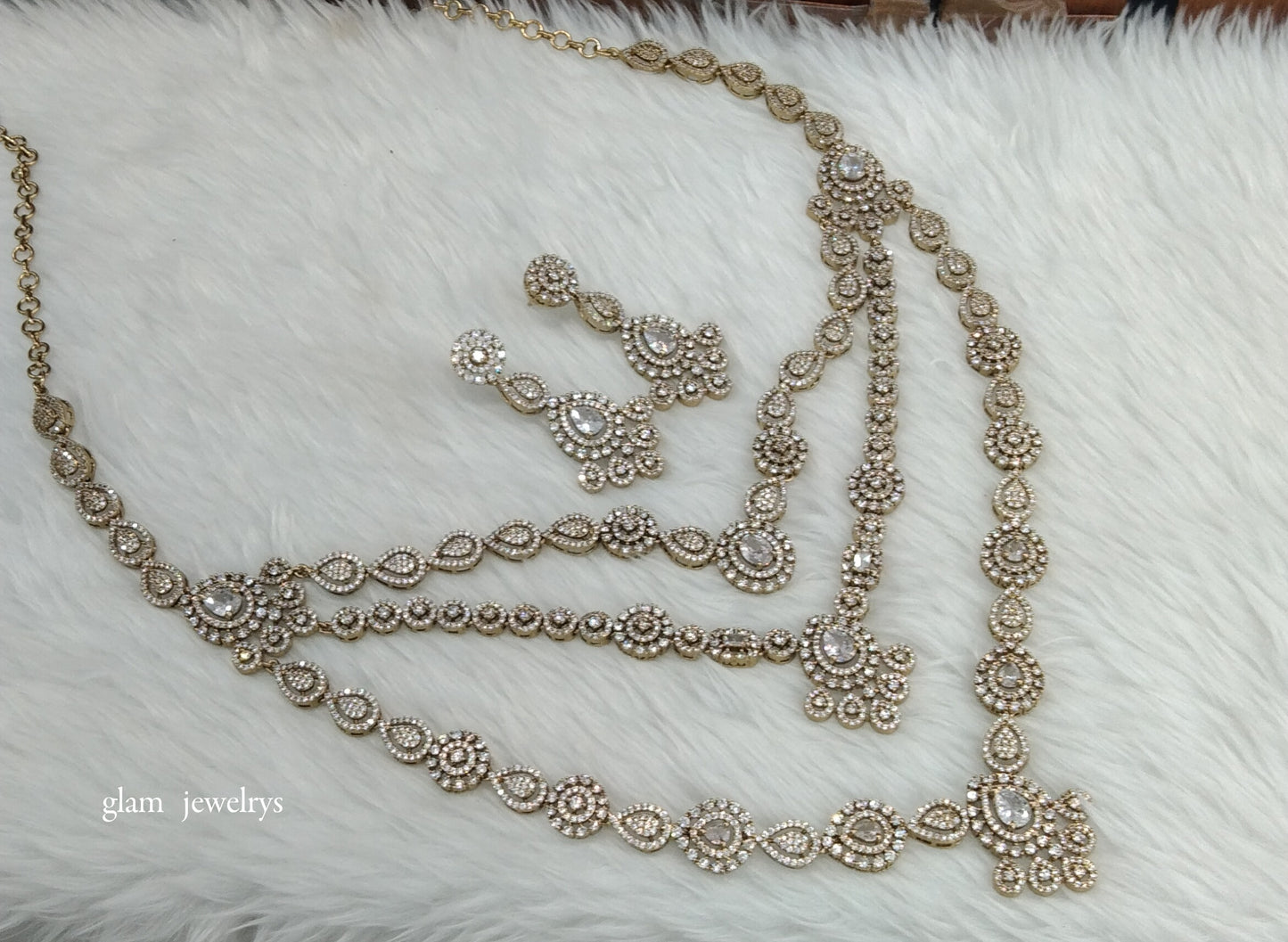 Antique Diamond AD Noor Necklace Set /Indian Necklace Set