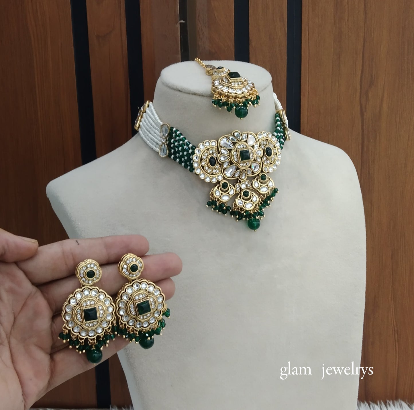 Green kundan Choker Indian jewellery Jasveer sets