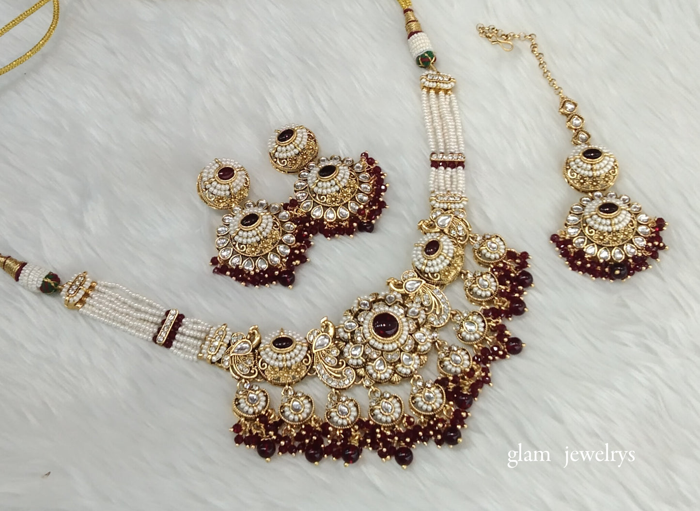 Maroon Kundan Choker Indian jewellery Priyanka sets