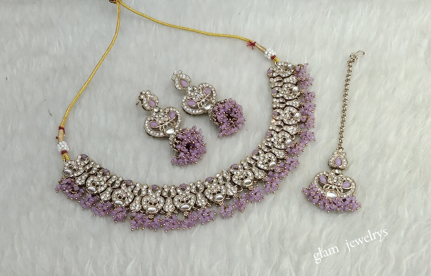 Antique Lavender Necklace Indian Jewelry Anvi Set