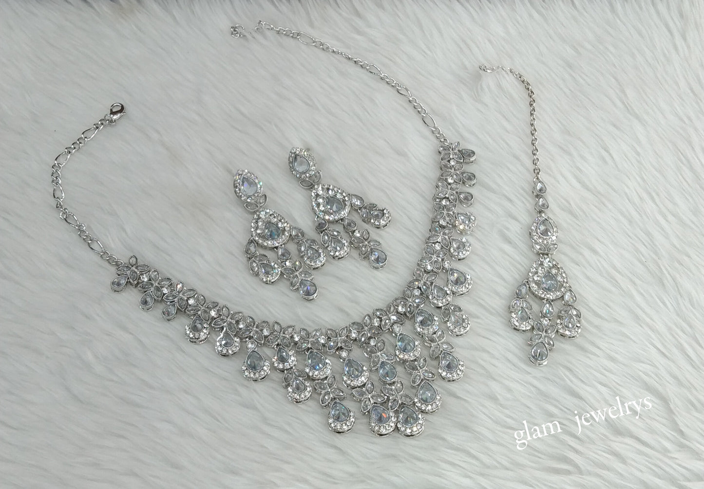 Silver Necklace Indian Jewelry Yara Set