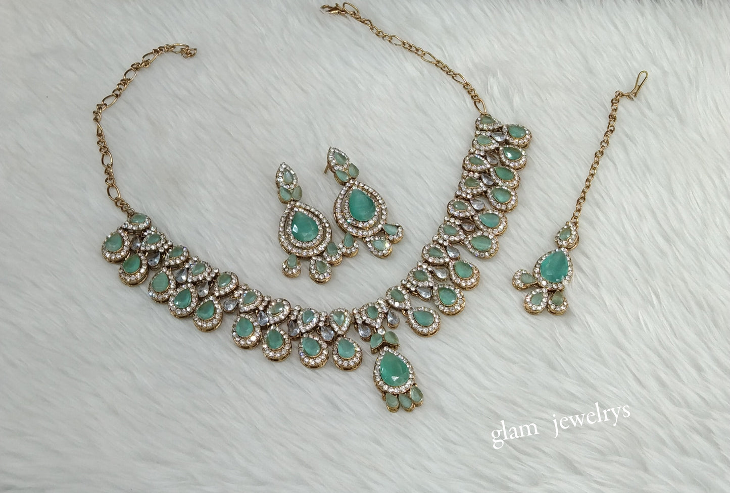 Antique Mint Necklace Indian Jewelry Yara Set
