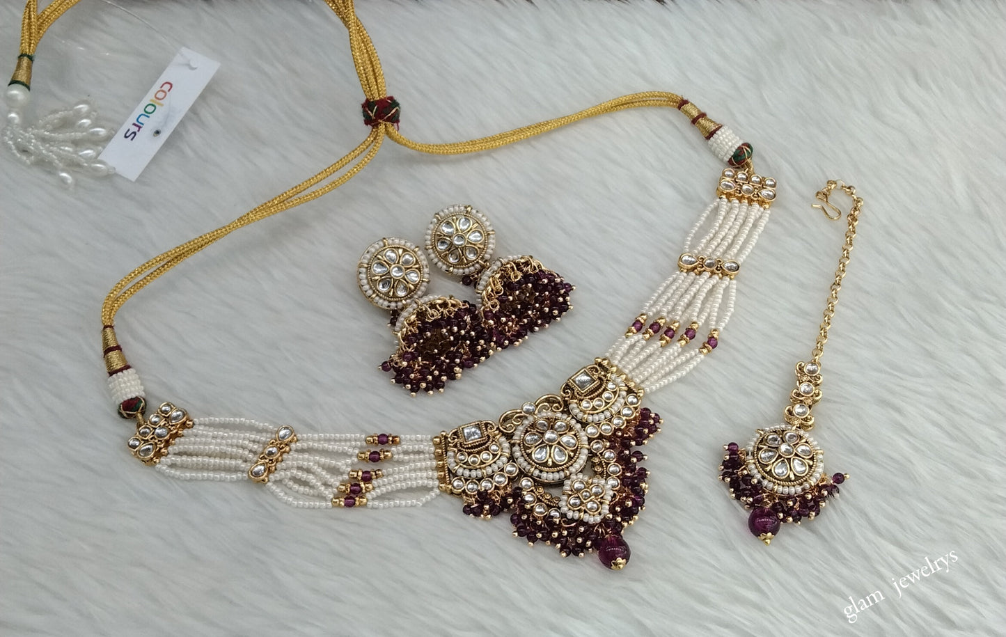 Purple Kundan Choker Indian jewellery Emillia sets