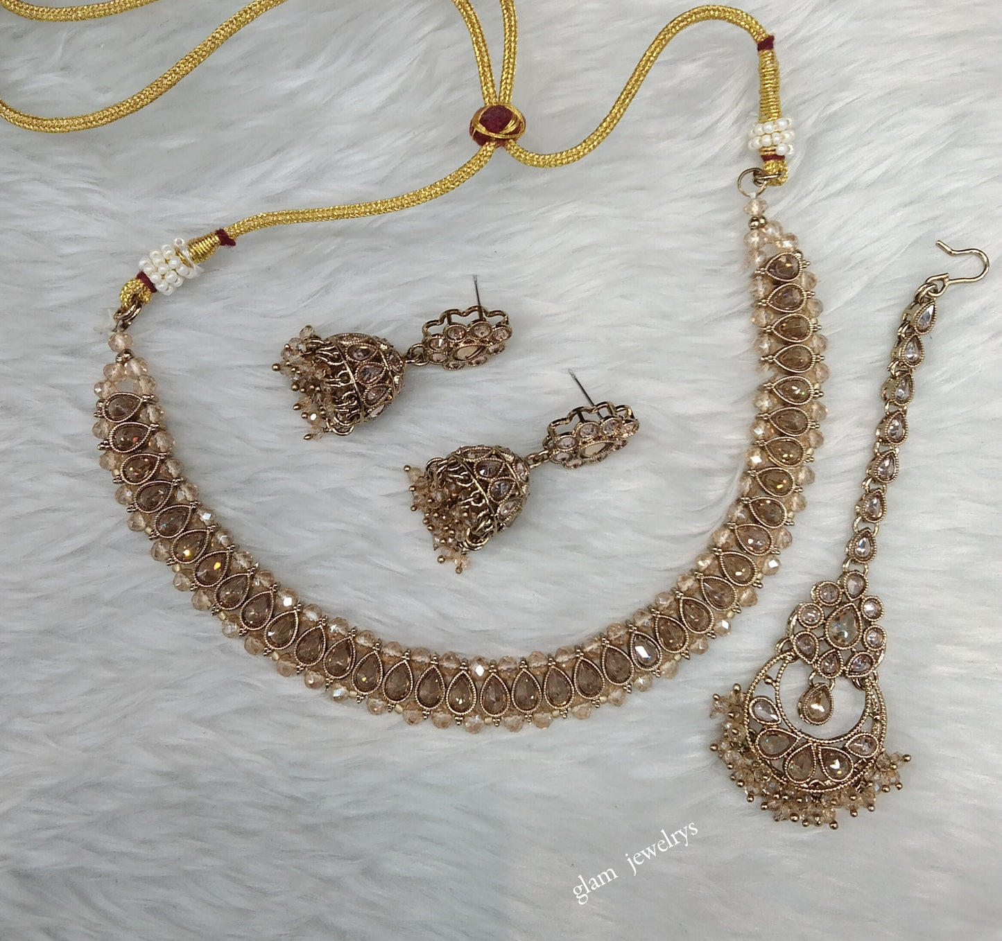 Antique Gold Necklace Set/ Antique gold rani Indian Bridal Jagjeet Jewellery