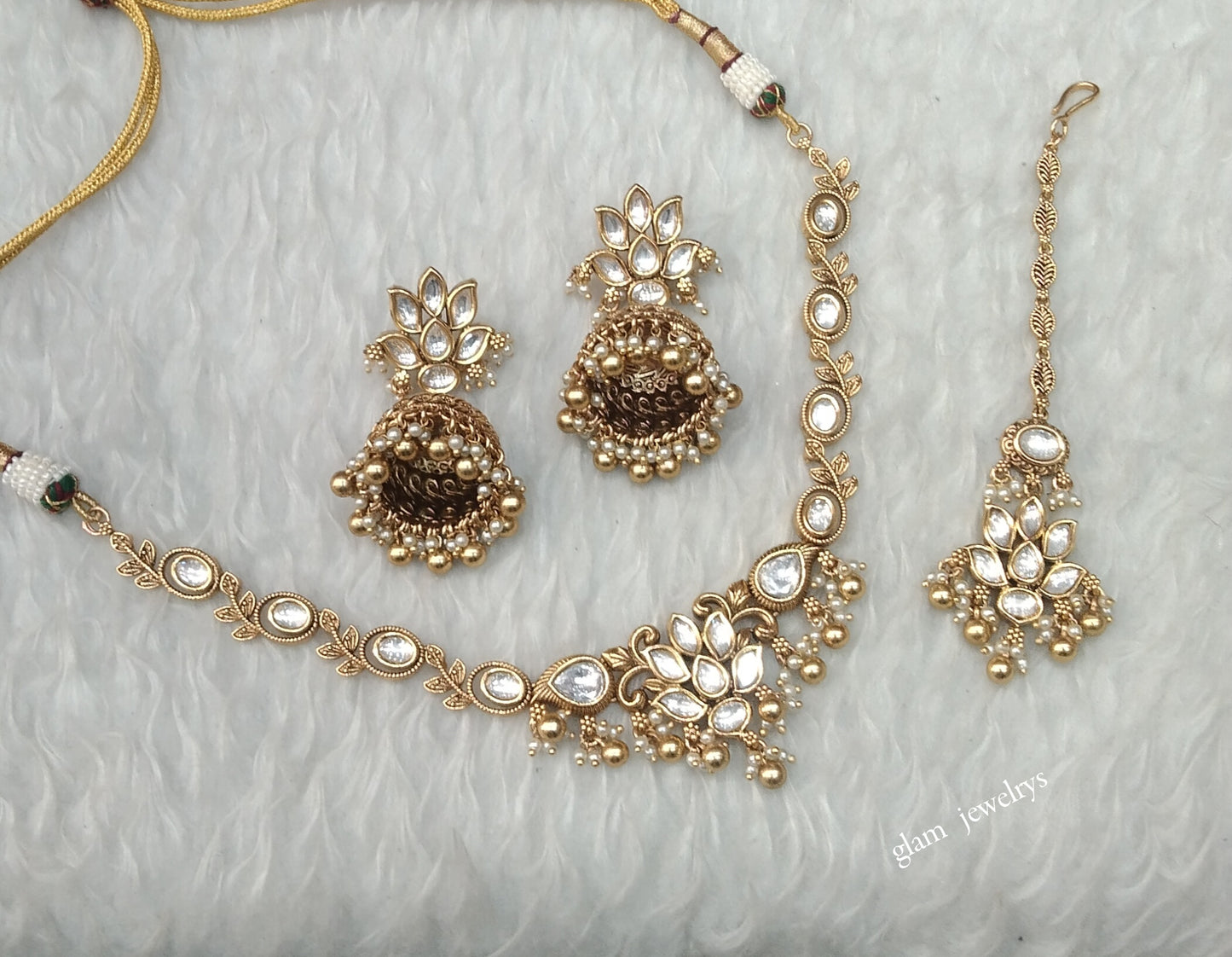 Gold polki Necklace set/ Gold Necklace Romi sets