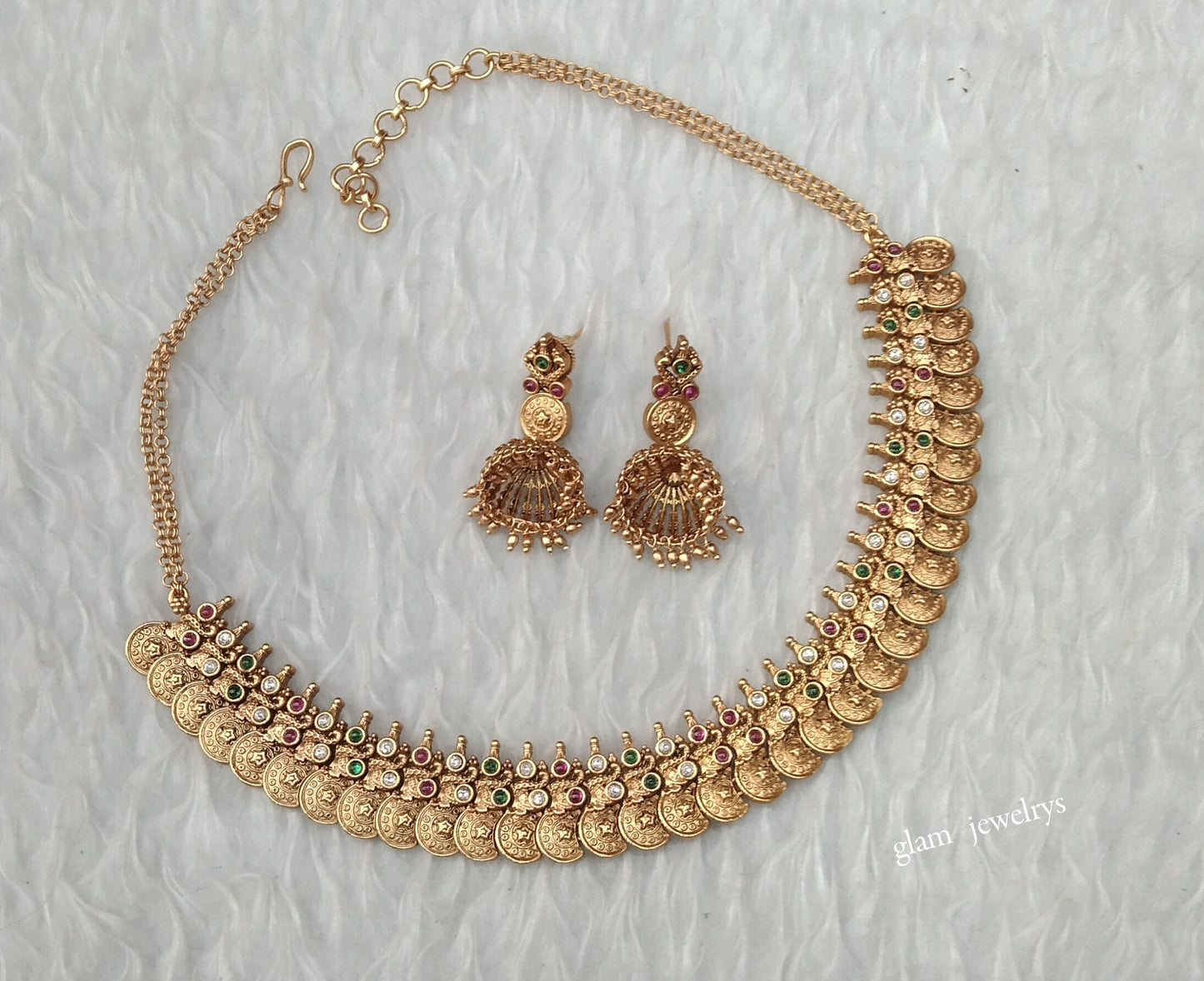 Gold Ruby Green polki Necklace set/ Gold Necklace Nuri sets
