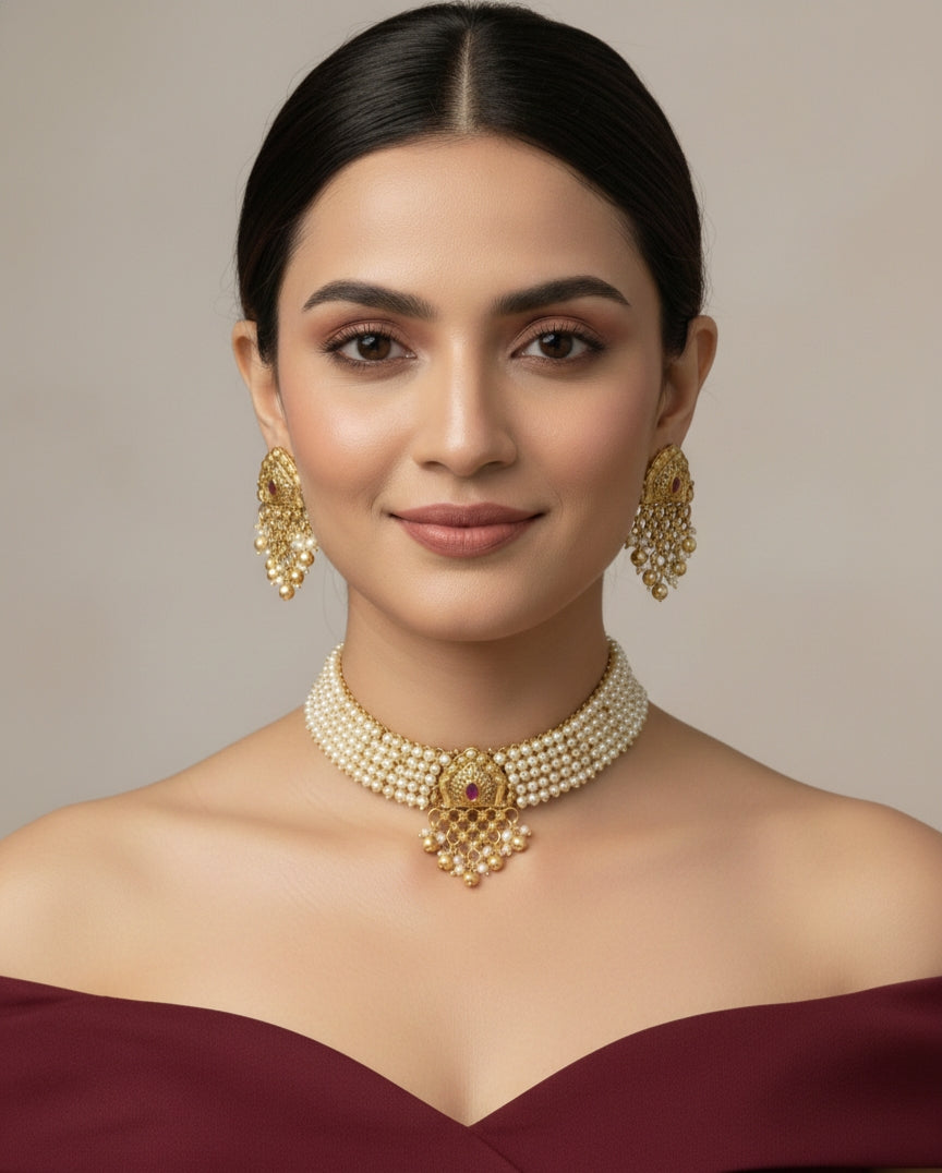 Gold Polki Necklace set/ Gold Necklace Mintin sets