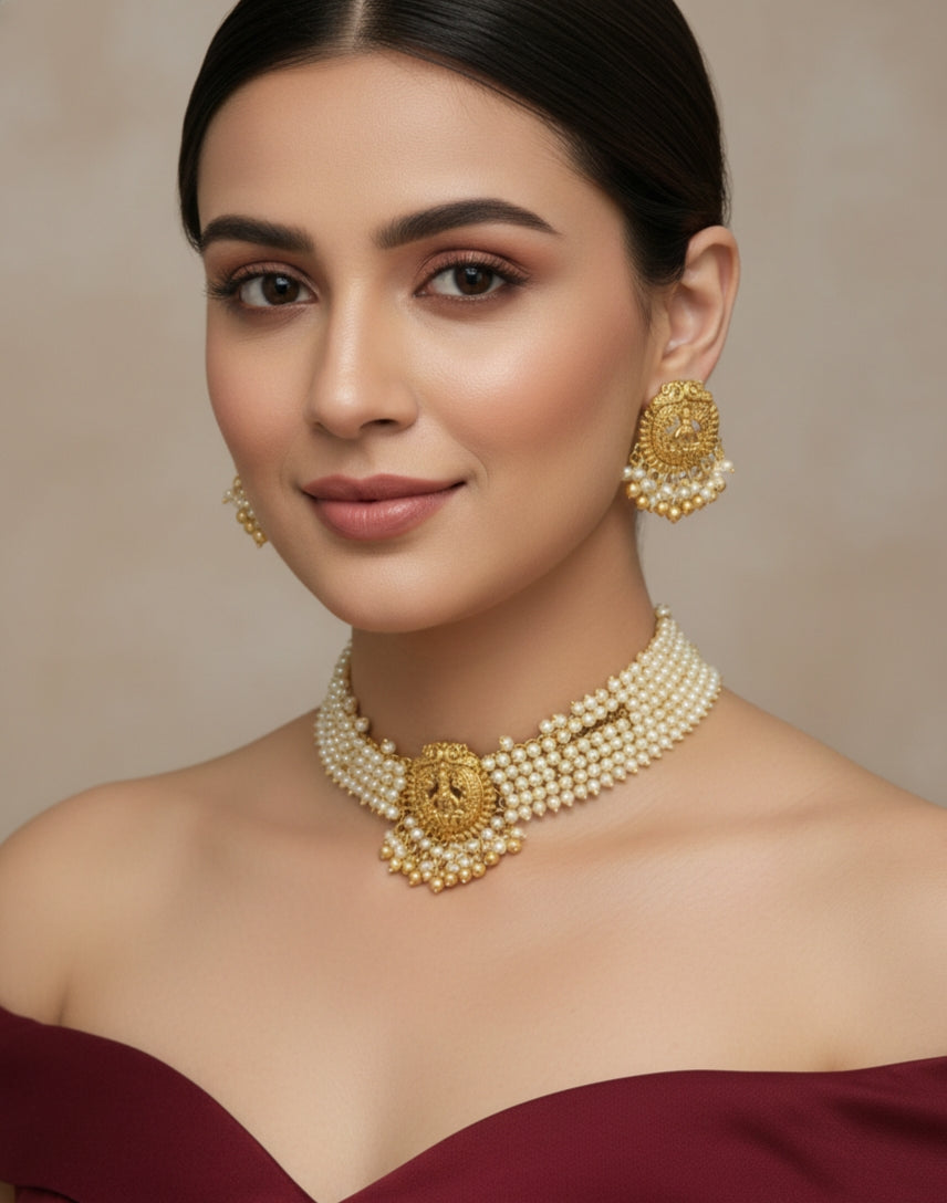 Gold Polki Necklace set/ Gold Necklace Mintin sets