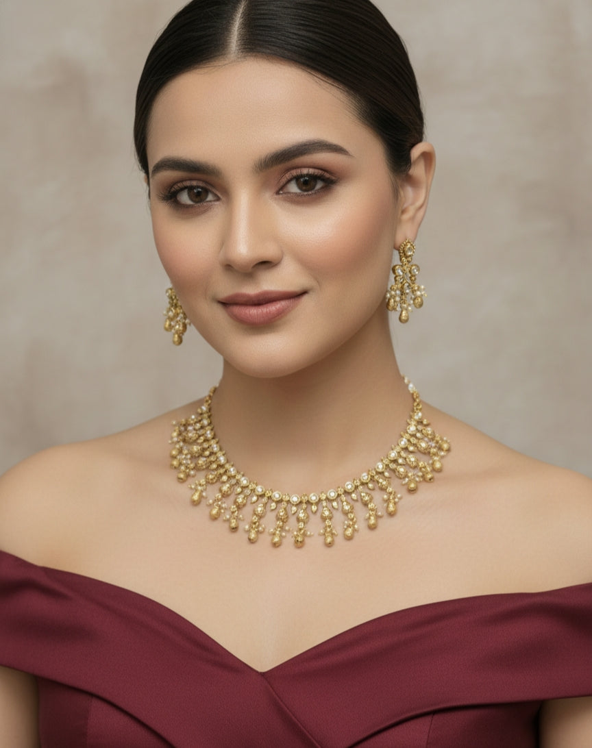 Gold Polki Necklace set/ Gold Necklace Mintin sets