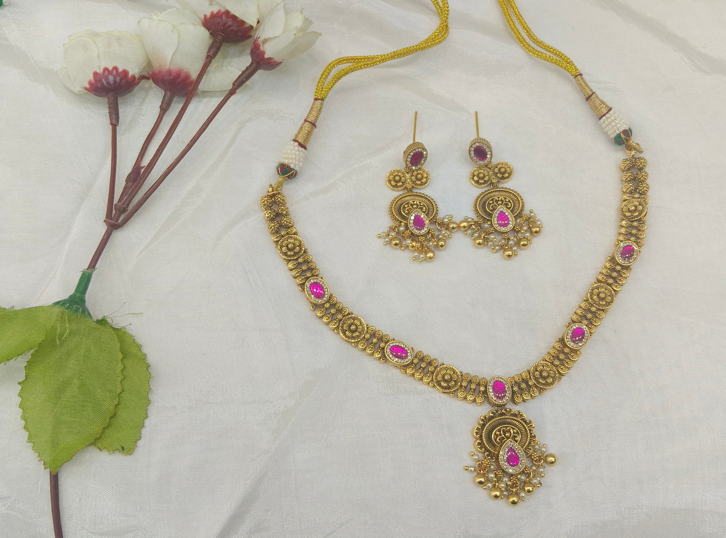 Gold Polki Necklace set/ Gold Necklace Amiri sets