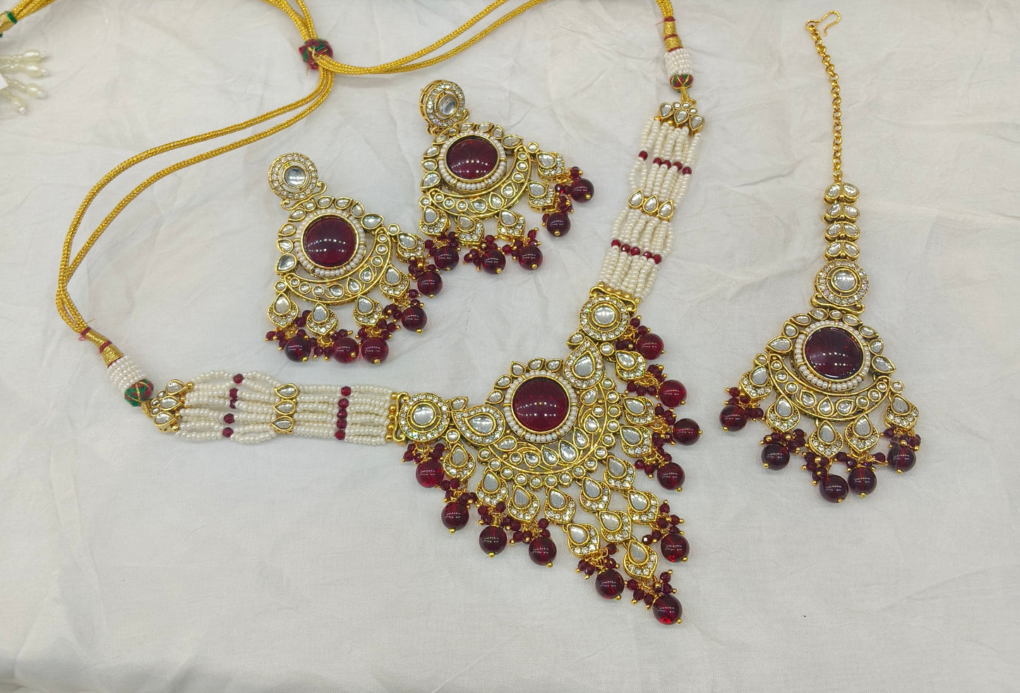 Maroon Kundan necklace Set/ kundan Indian jewellery kundan Ekta sets
