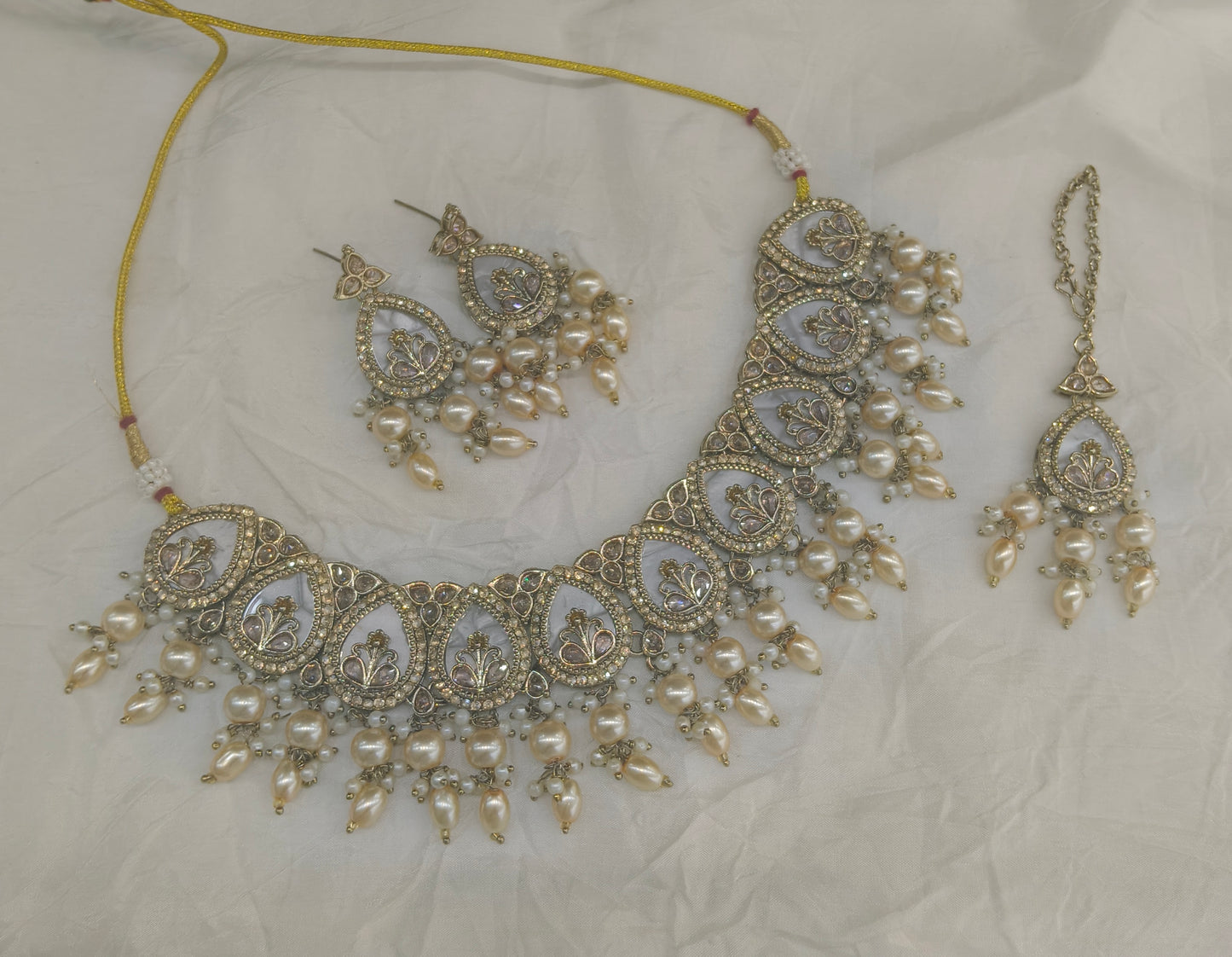 Antique Gold Necklace Set/ Antique gold Indian Betty Jewellery
