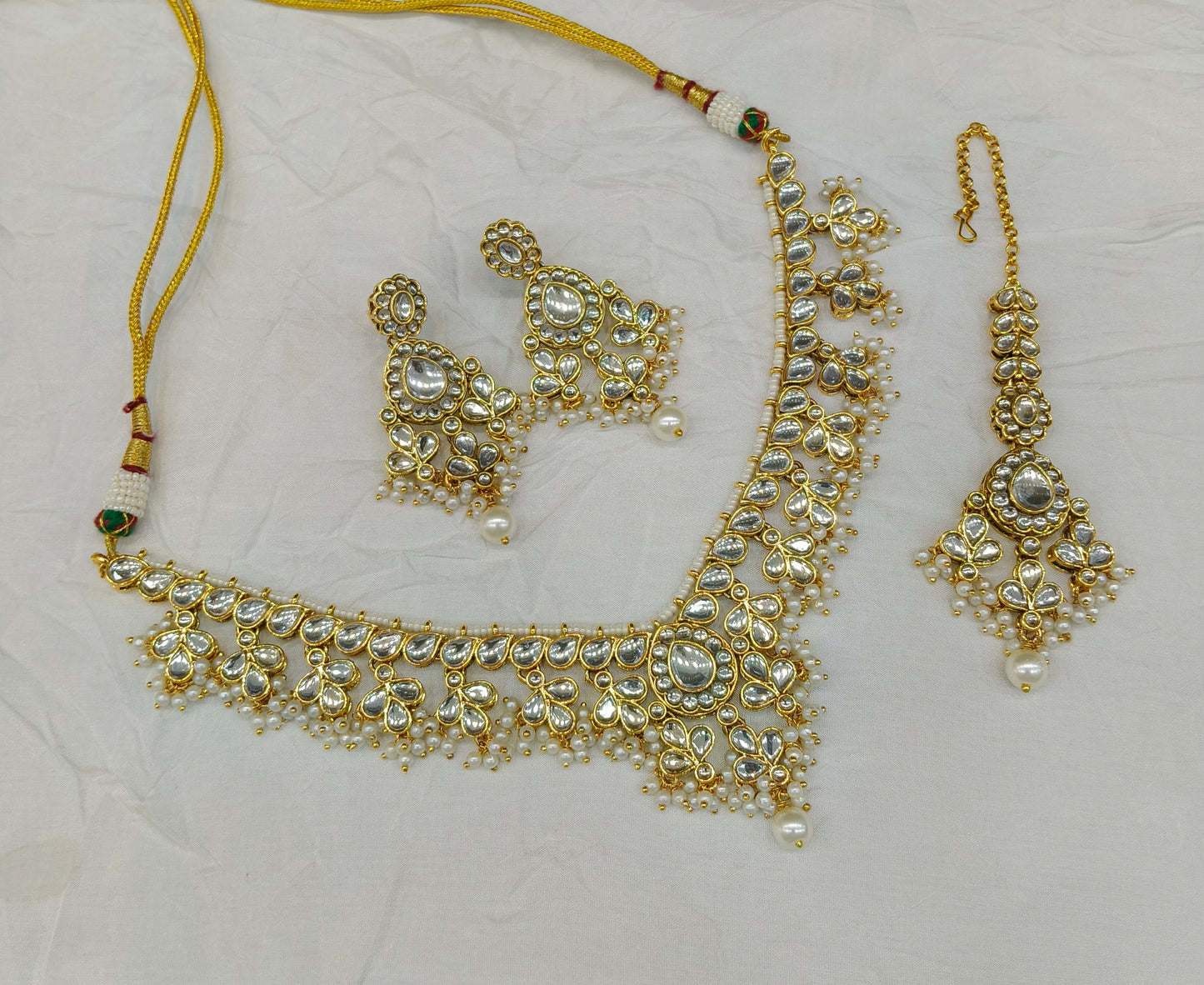 White Kundan necklace Set/ kundan Indian jewelry kundan Shiza sets