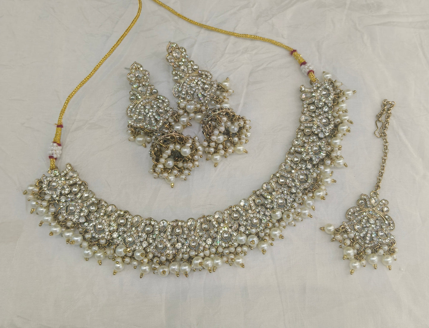 Antique Gold Necklace Indian Jewelry Anvi Set