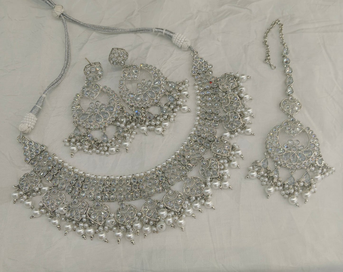 Silver necklace Set/ Silver Bridal necklace set Via Jewellery
