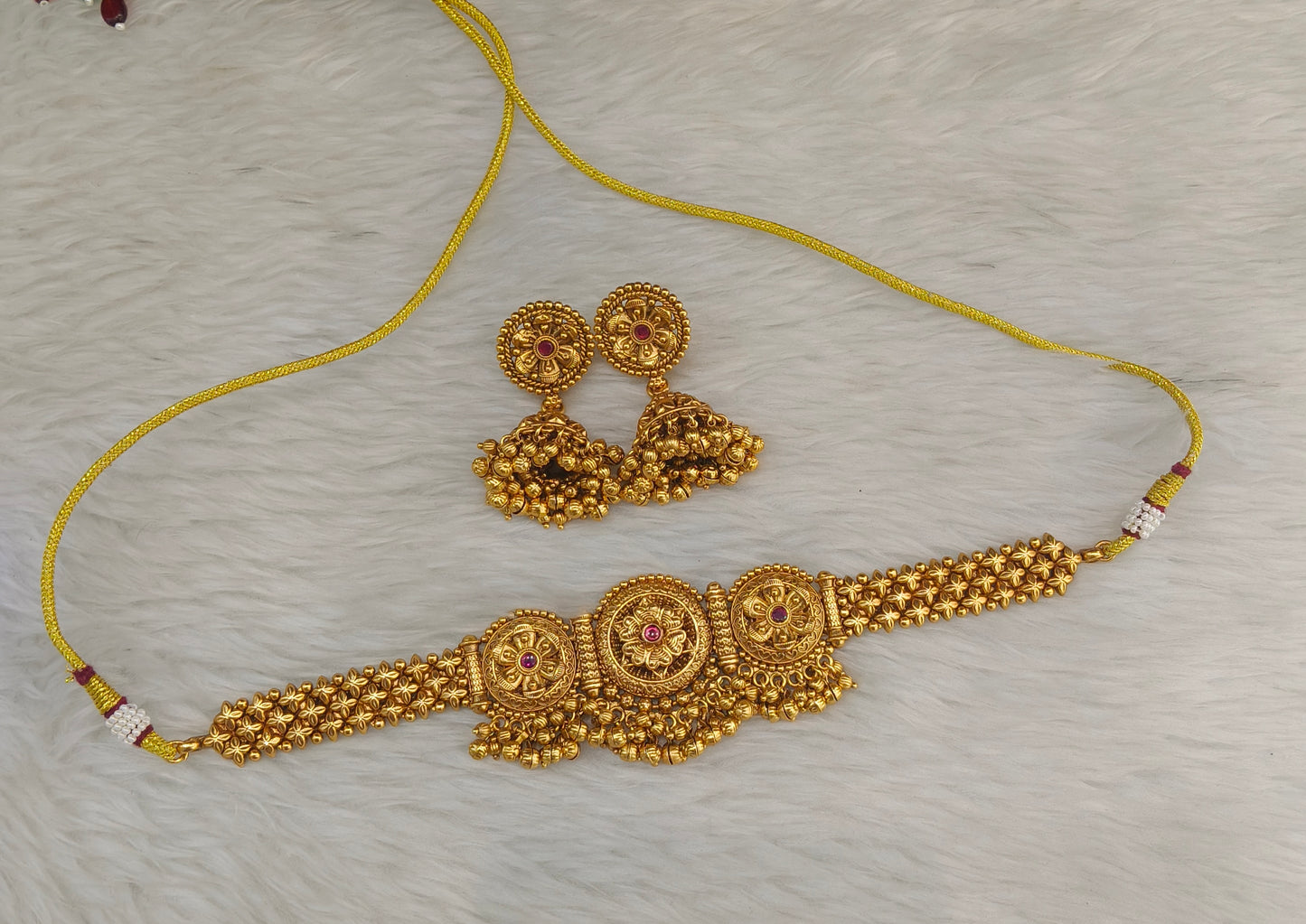 Gold Ruby Polki Kundan choker set/ Gold choker May set