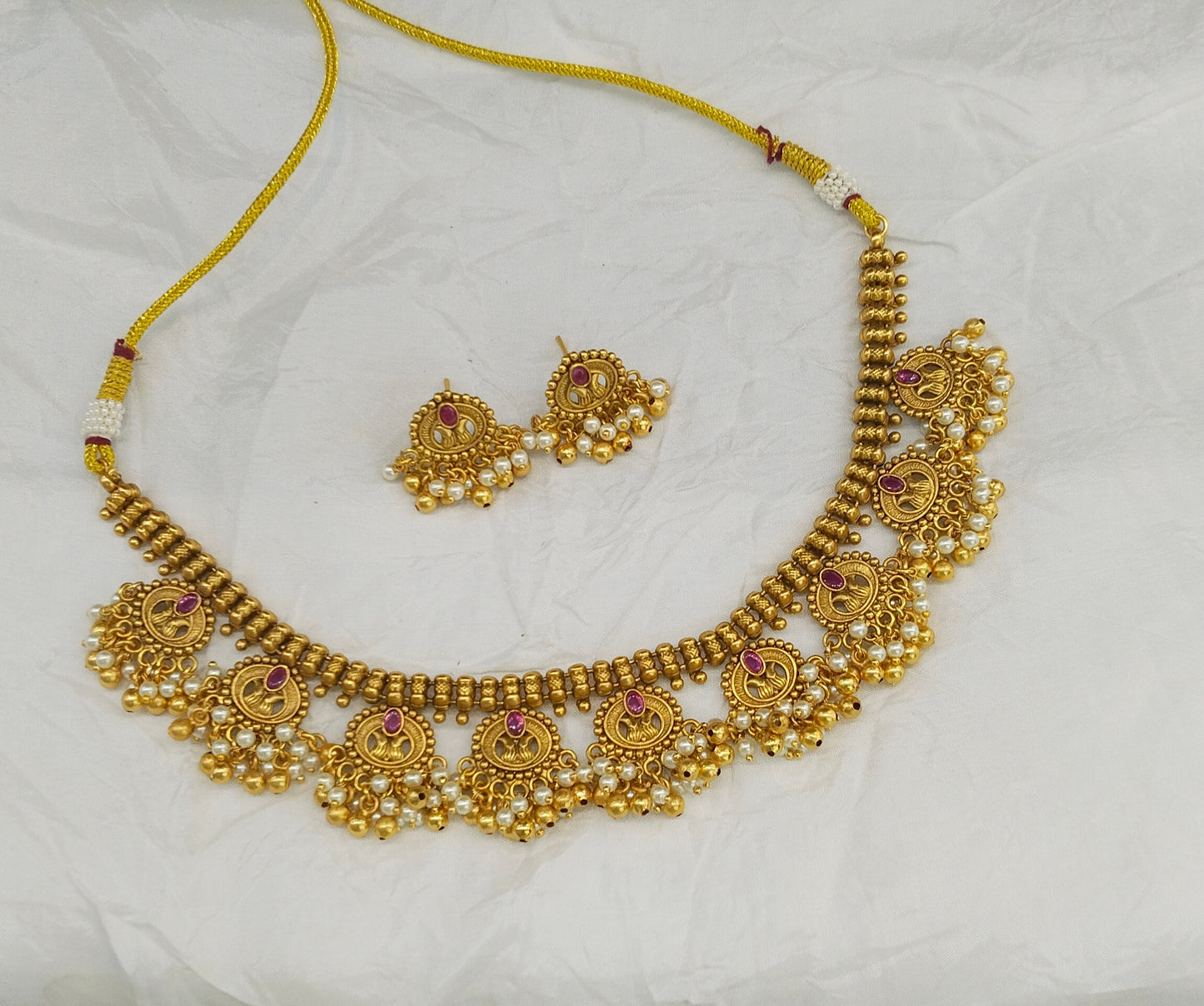 Gold Polki Ruby Necklace Jewellery Lucy Set