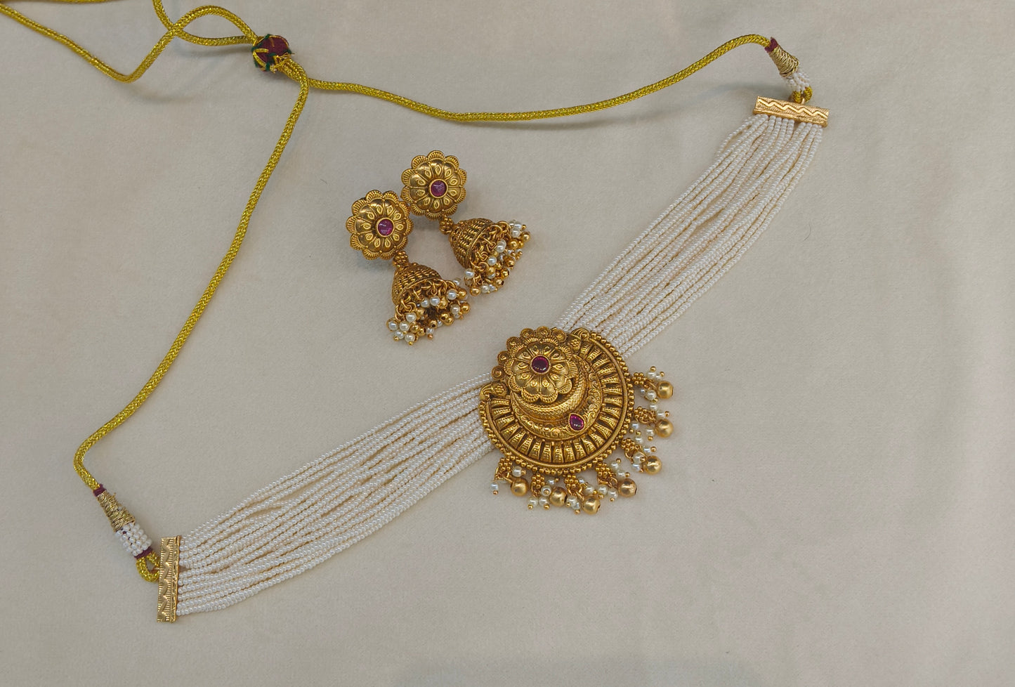 Gold polki Ruby Choker set Indian Elle Jewellery