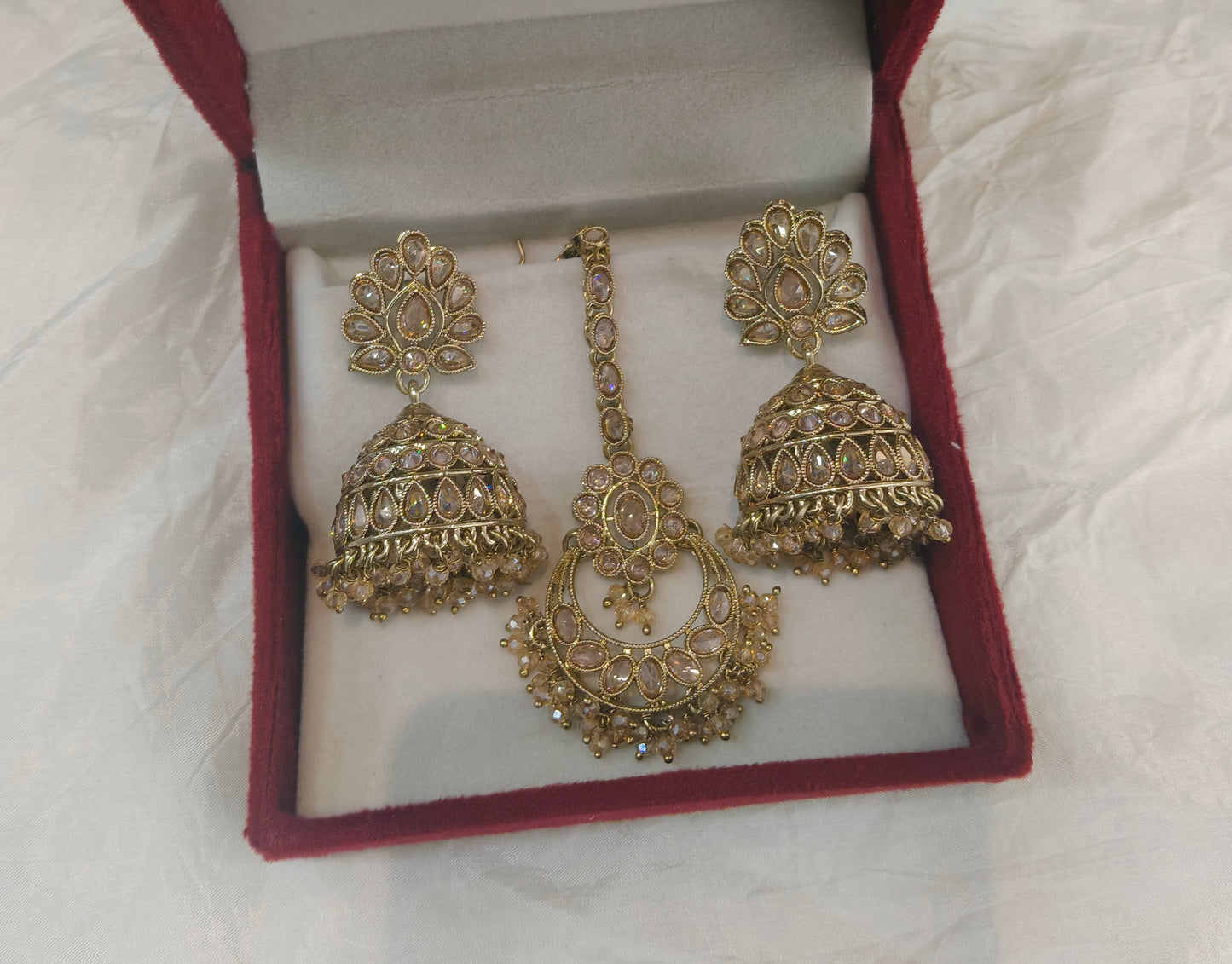 Antique Gold Bollywood Sen Indian Earrings