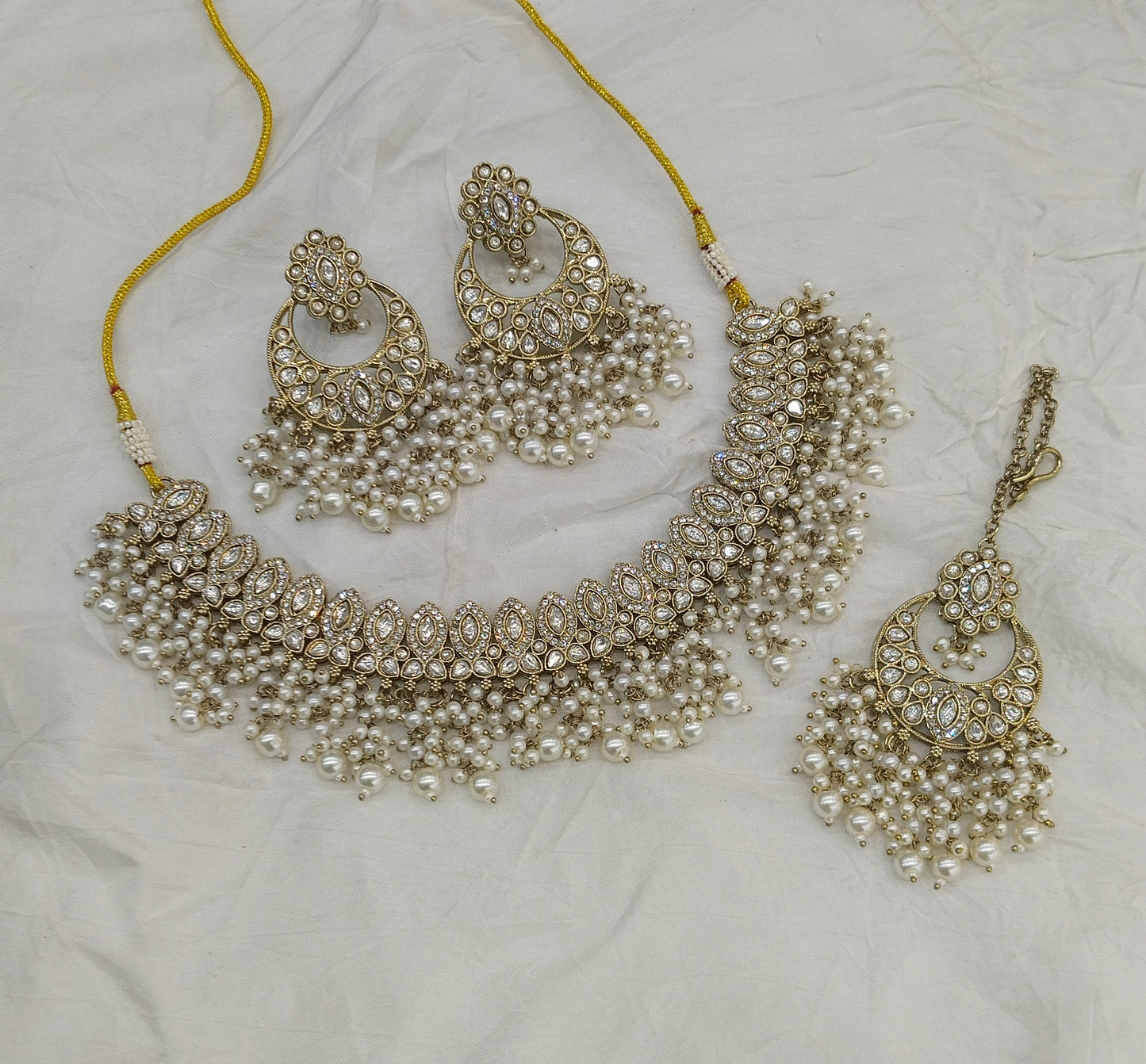 Antique Moissanite kundan necklace Indian Jewellery Muna Wedding Sets