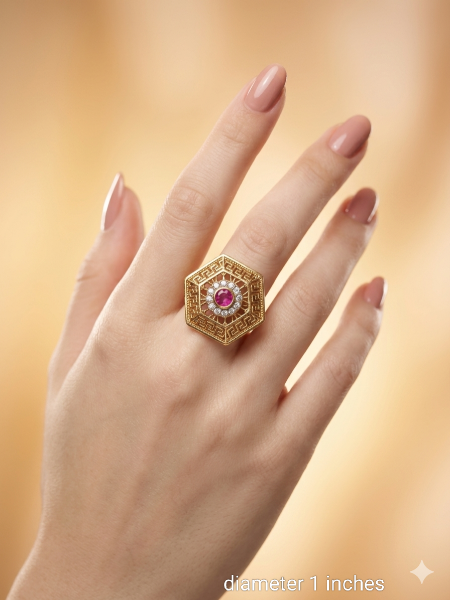 Gold Cocktail Bishou Indian Finger Rings