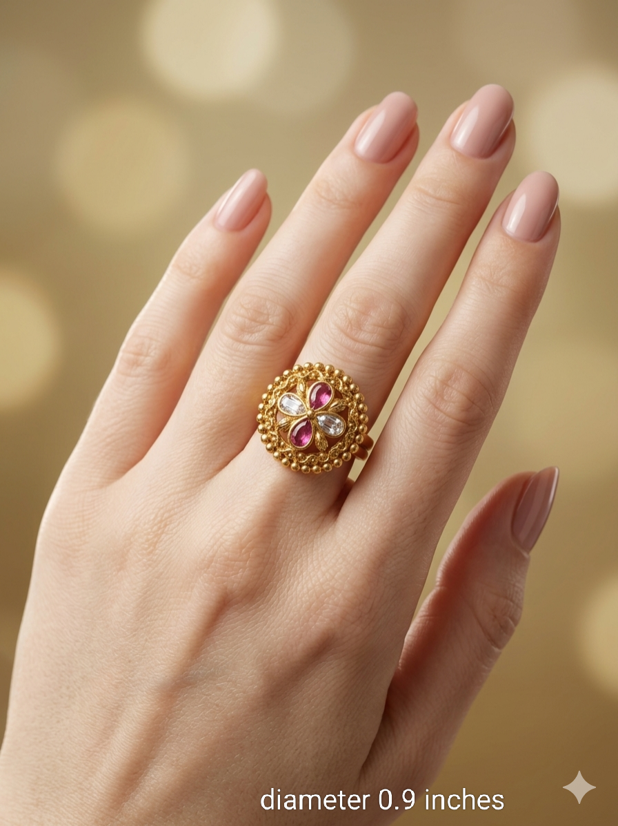 Gold Cocktail Misha Indian Finger Rings