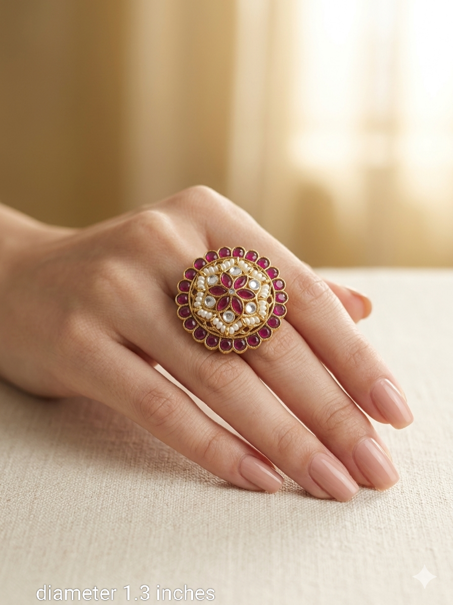 Kundan Adjustable Meher Indian Finger Rings