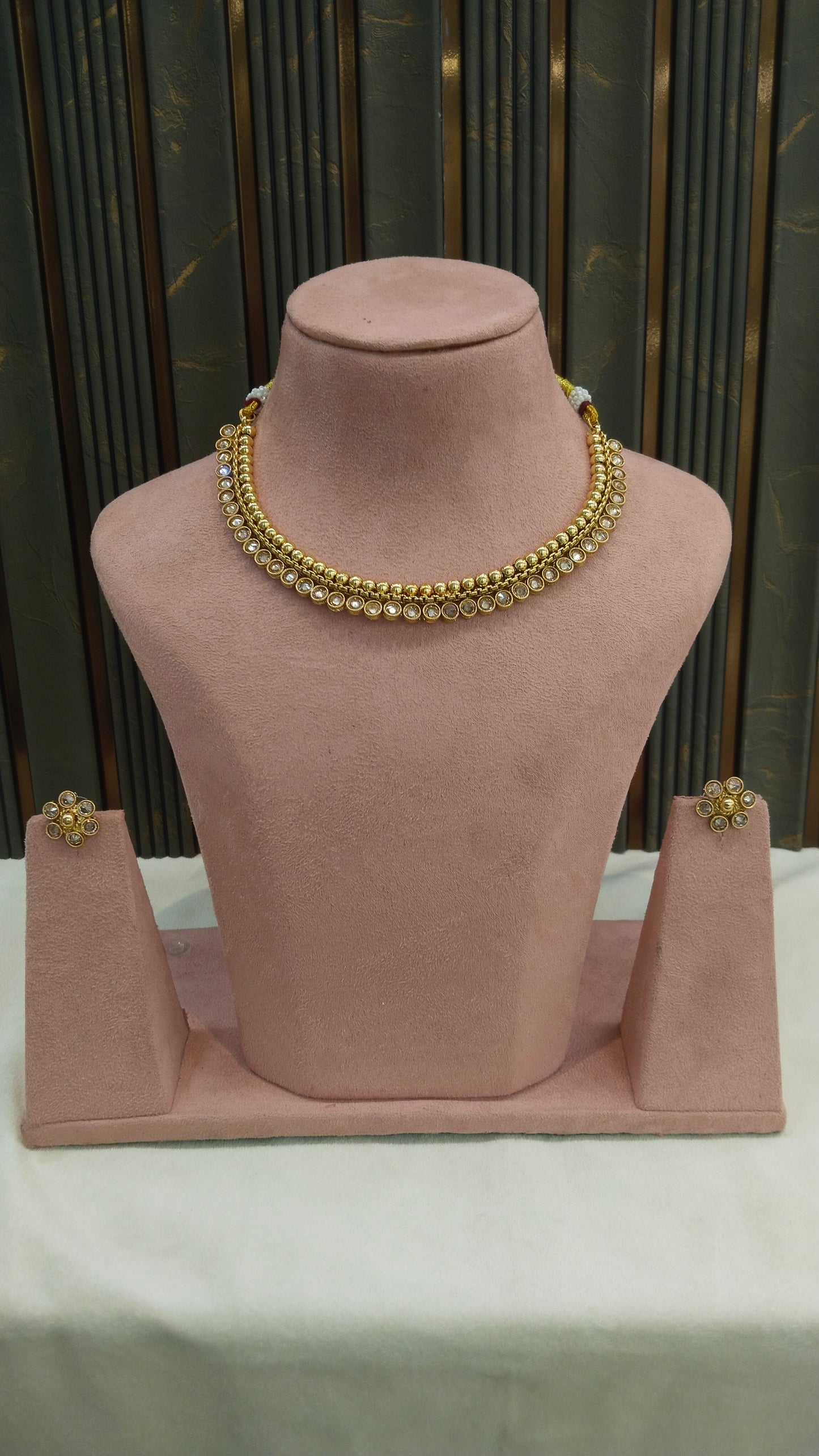 Gold Polki Necklace Jewellery Mansi Set