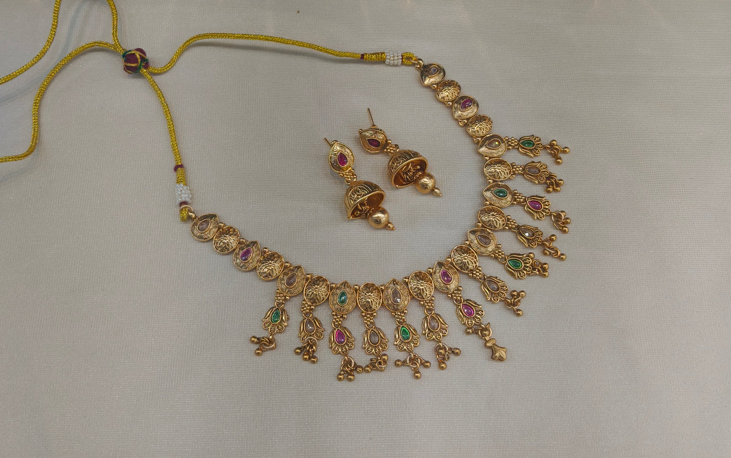 Gold Polki Necklace Jewellery Juhi Set