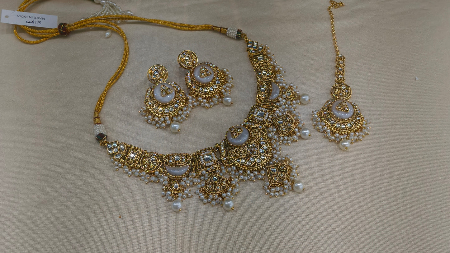 White Kundan necklace Set/ kundan Indian jewellery kundan Sugam sets