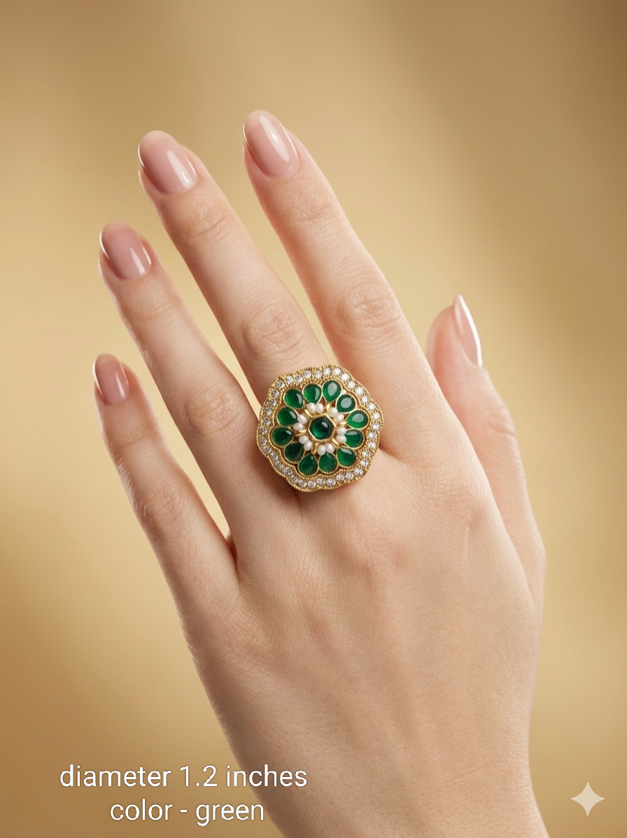 Kundan Adjustable Una Finger Rings